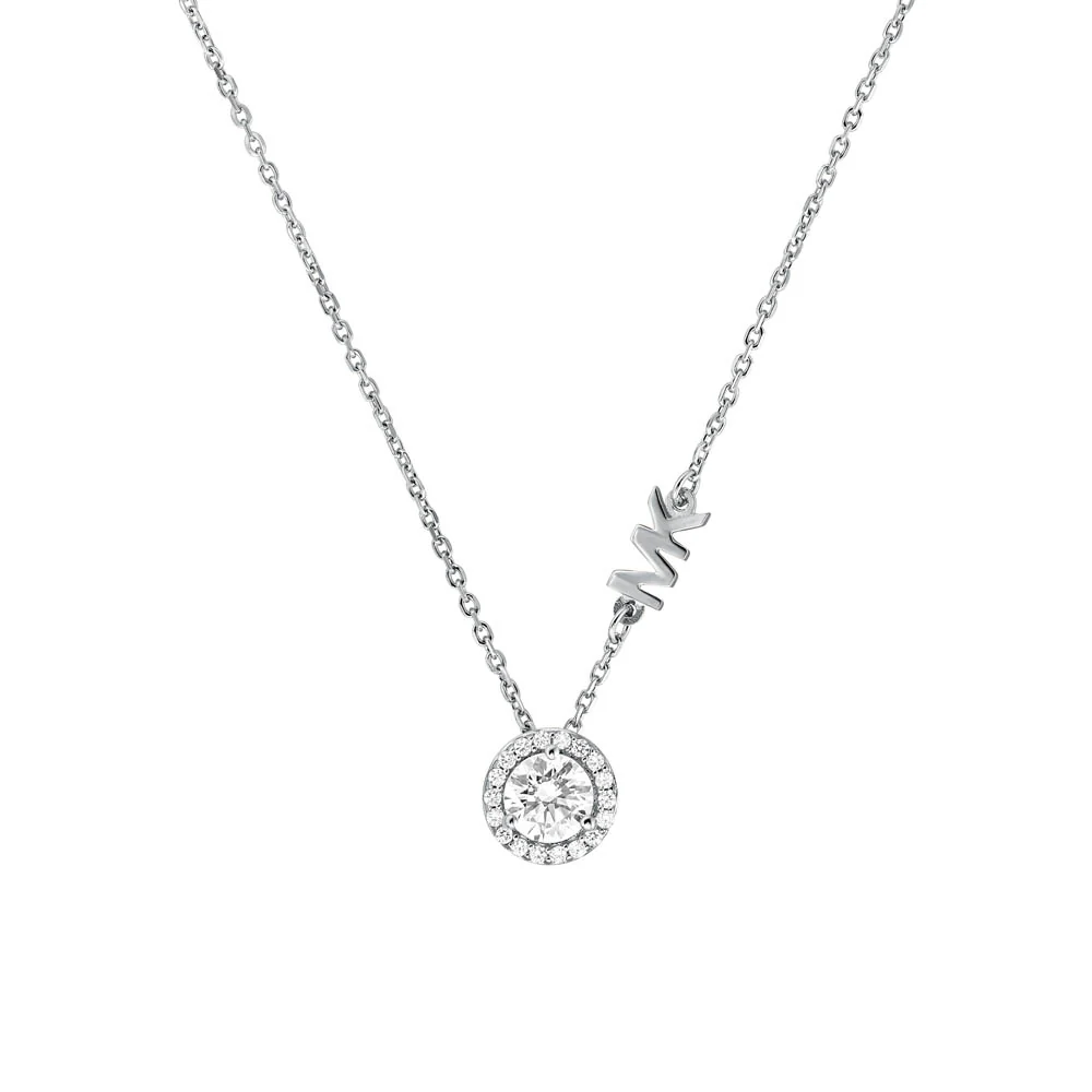 Michael Kors Sterling Silver Premium CZ Round Pendant with Chain - Image 2