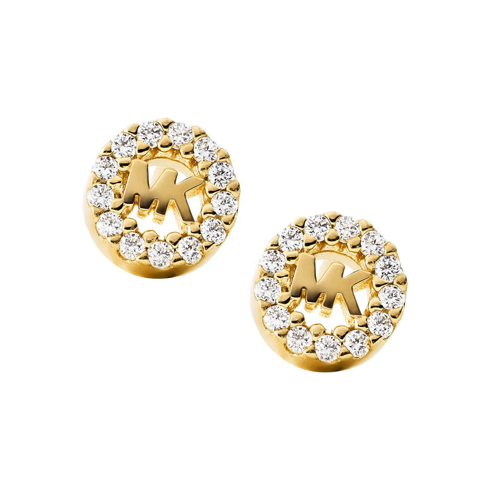 Michael Kors Yellow Gold Plated Sterling Silver Premium Logo Stud Earring