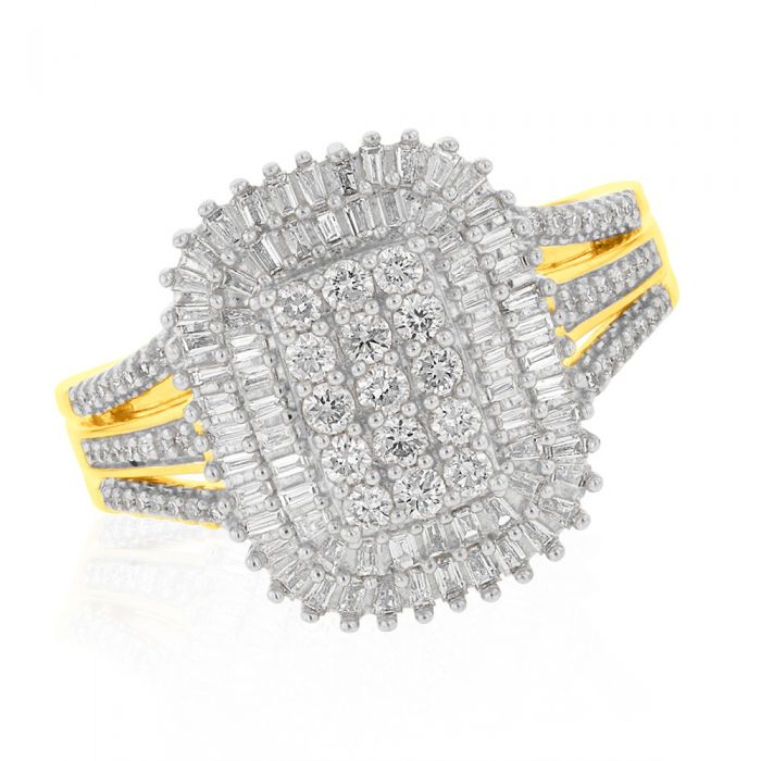 Multistone Diamond Dress Ring in 9ct Yellow Gold