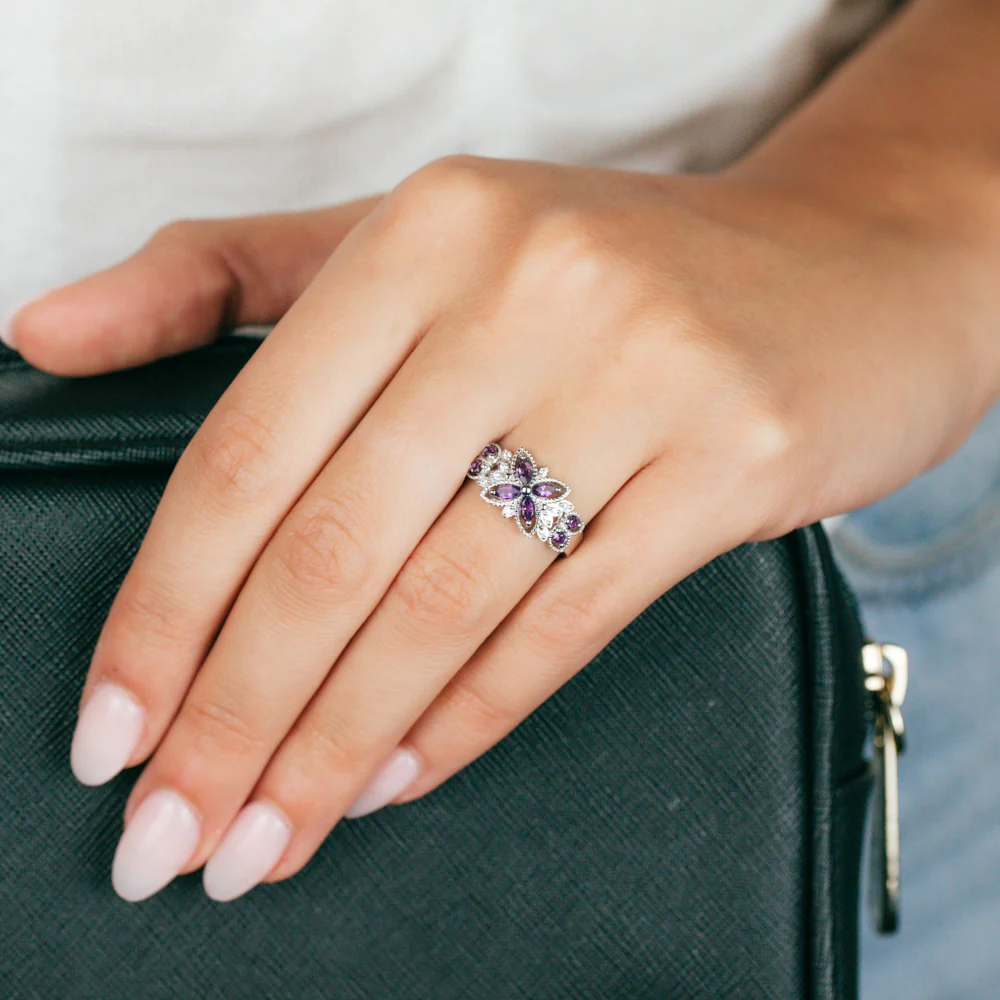 Natural Amethyst and Cubic Zirconia in Sterling Silver - Image 3