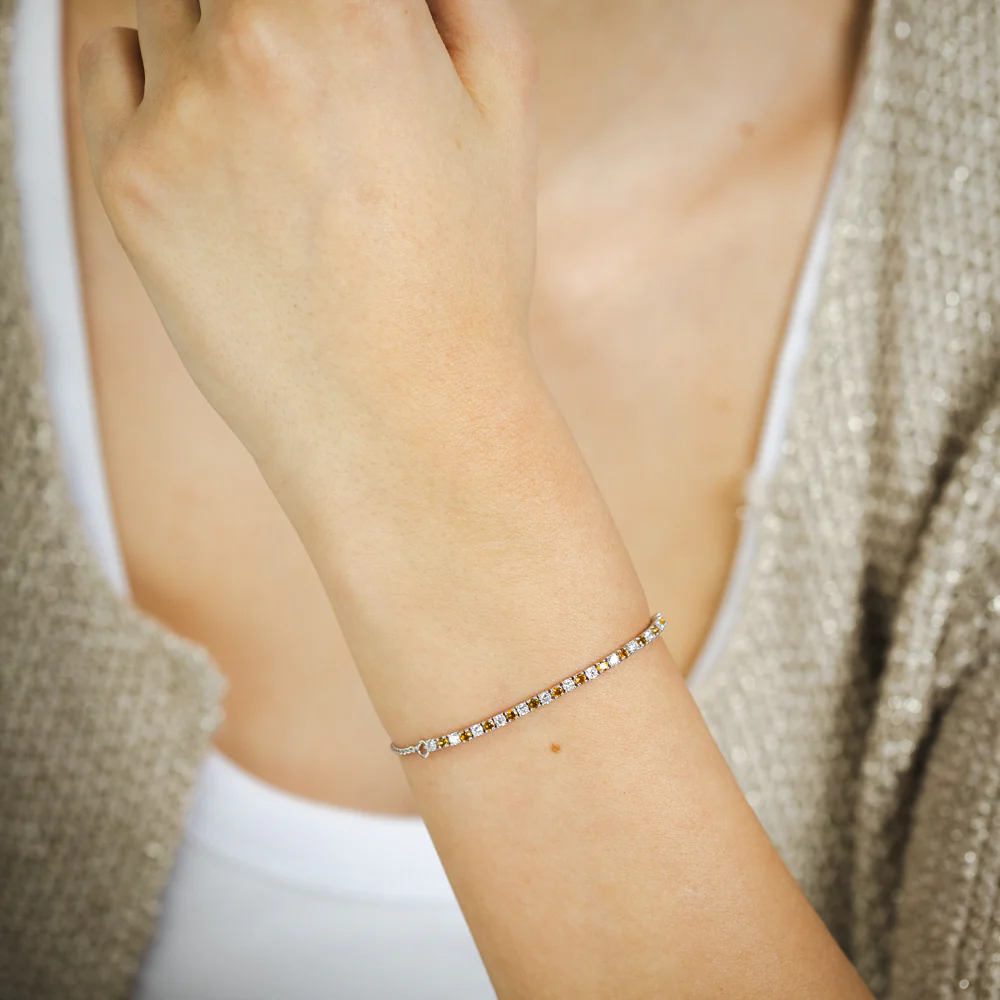 Natural Citrine and Luminesce Lab Grown 1/2 Carat Diamond Bracelet Bolo Clasp in Sterling Silver - Image 3
