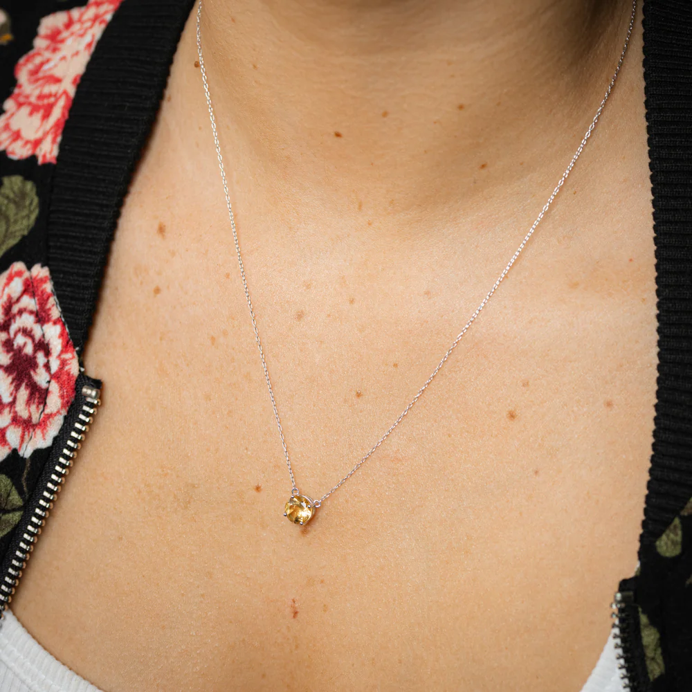 Natural Citrine Pendant with 45cm Chain in Sterling Silver - Image 2