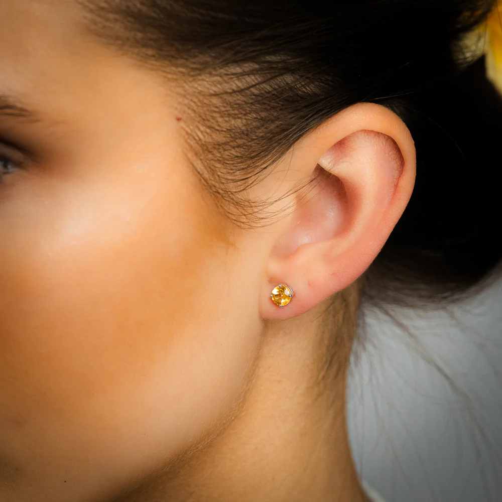 Natural Citrine Stud Earrings in Sterling Silver - Image 2