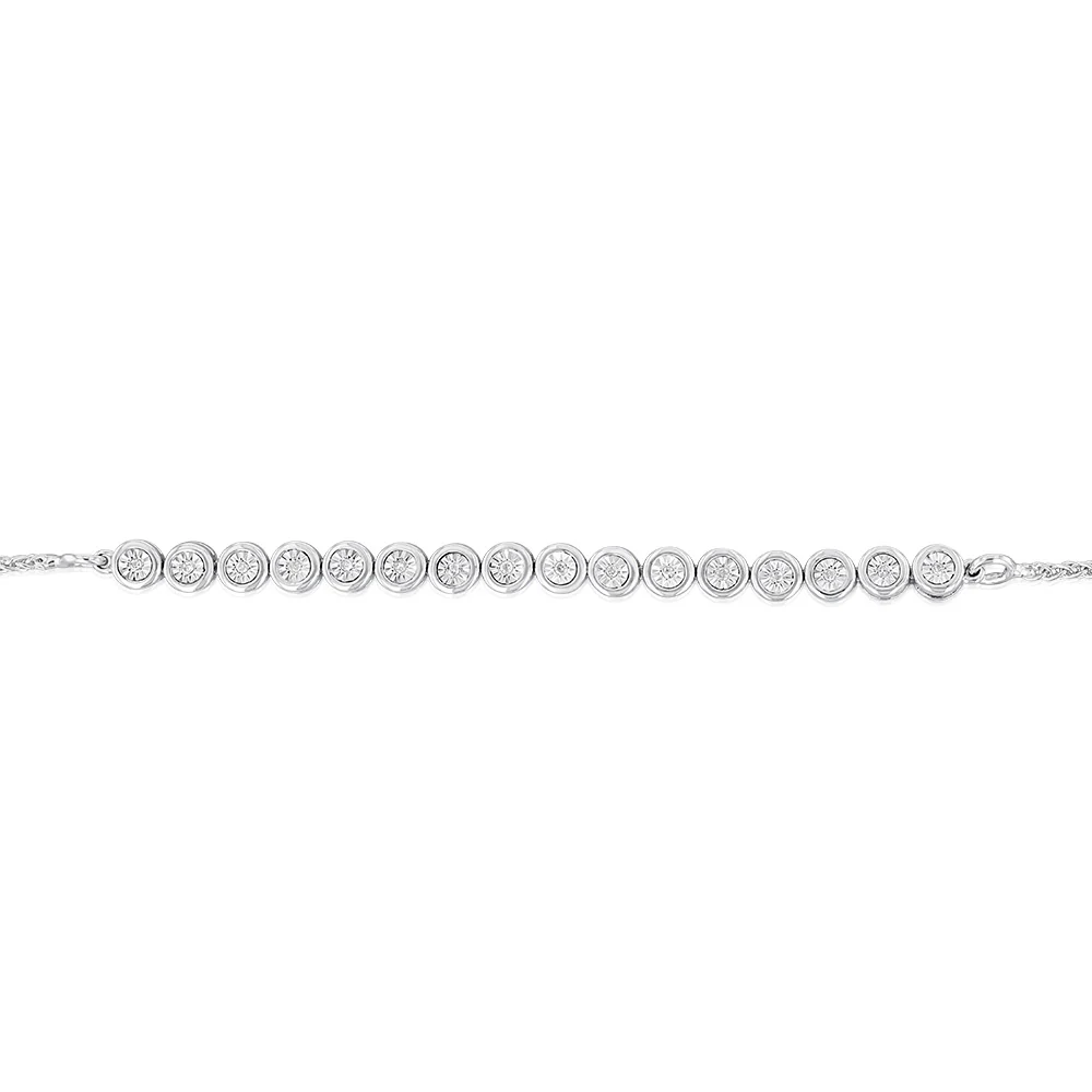 Natural Diamond Slider Bracelet in Sterling Silver - Image 2