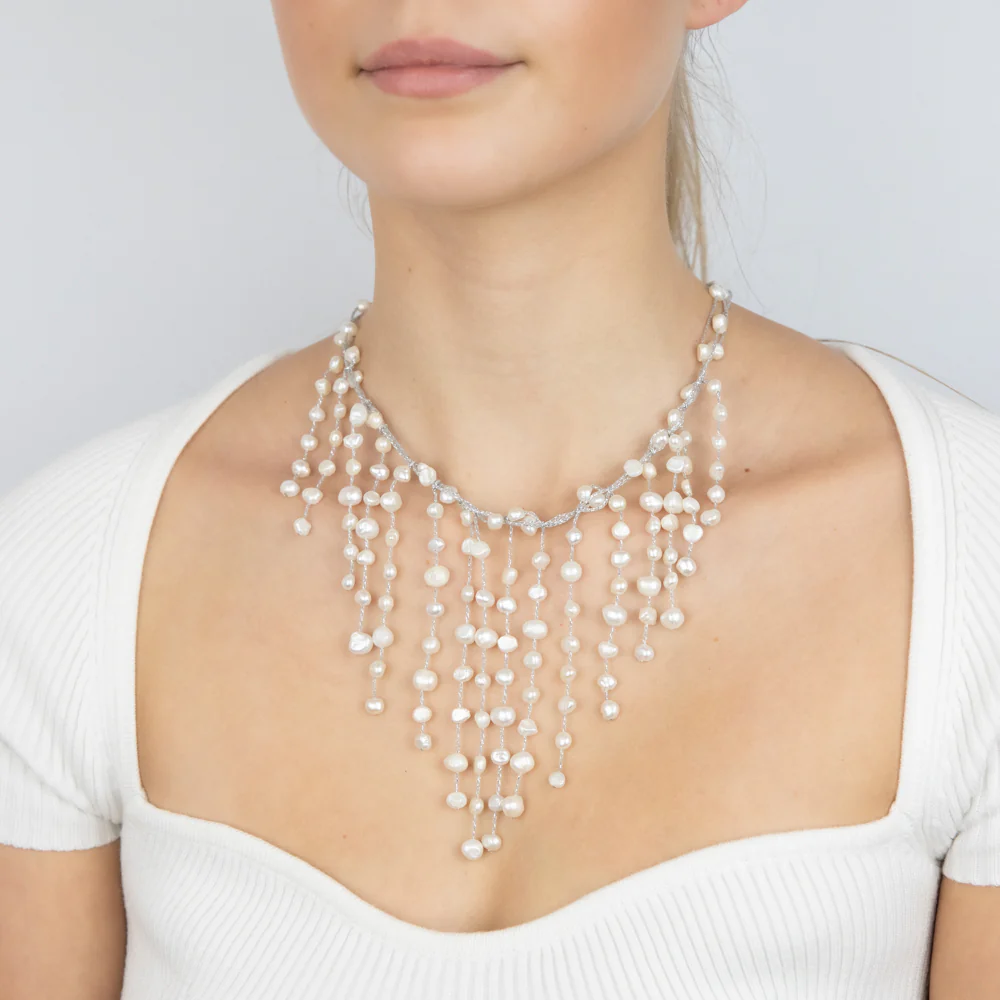 Natural Freshwater Baroque Pearl Necklace 40cm + 5cm Extender in Sterling Silver - Image 3