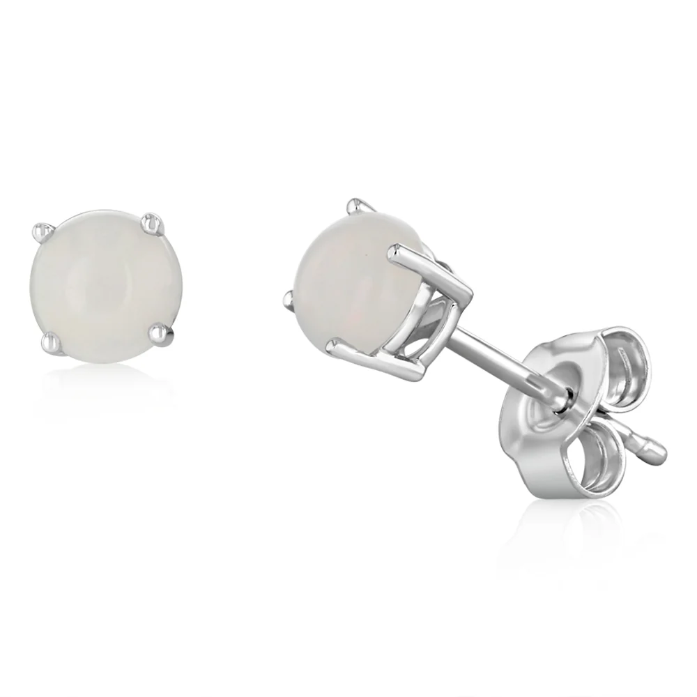 Natural Opal Stud Earrings in Sterling Silver