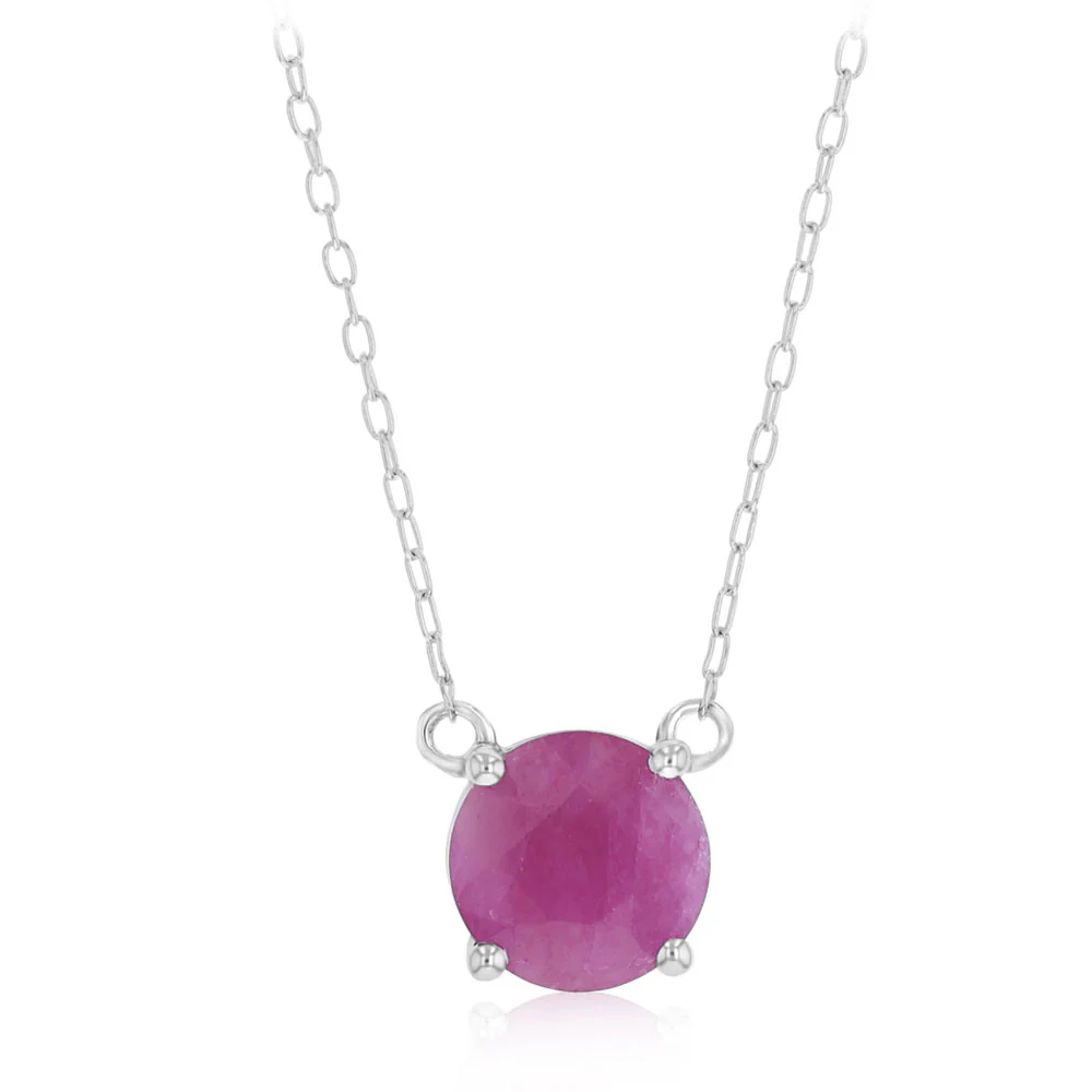Natural Ruby Pendant on 45cm Chain in Sterling Silver