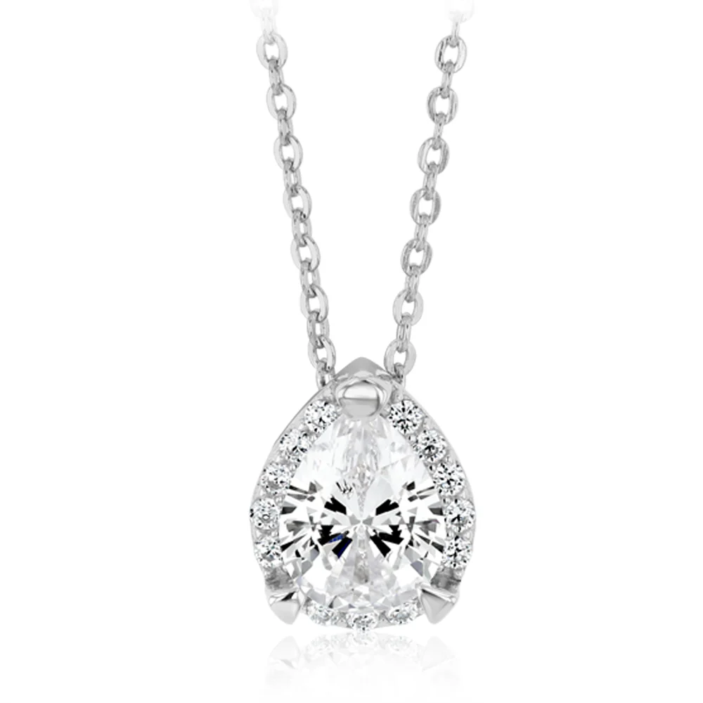 Natural White Sapphire Pear Shaped Pendant and Earring Set Sterling Silver - Image 3