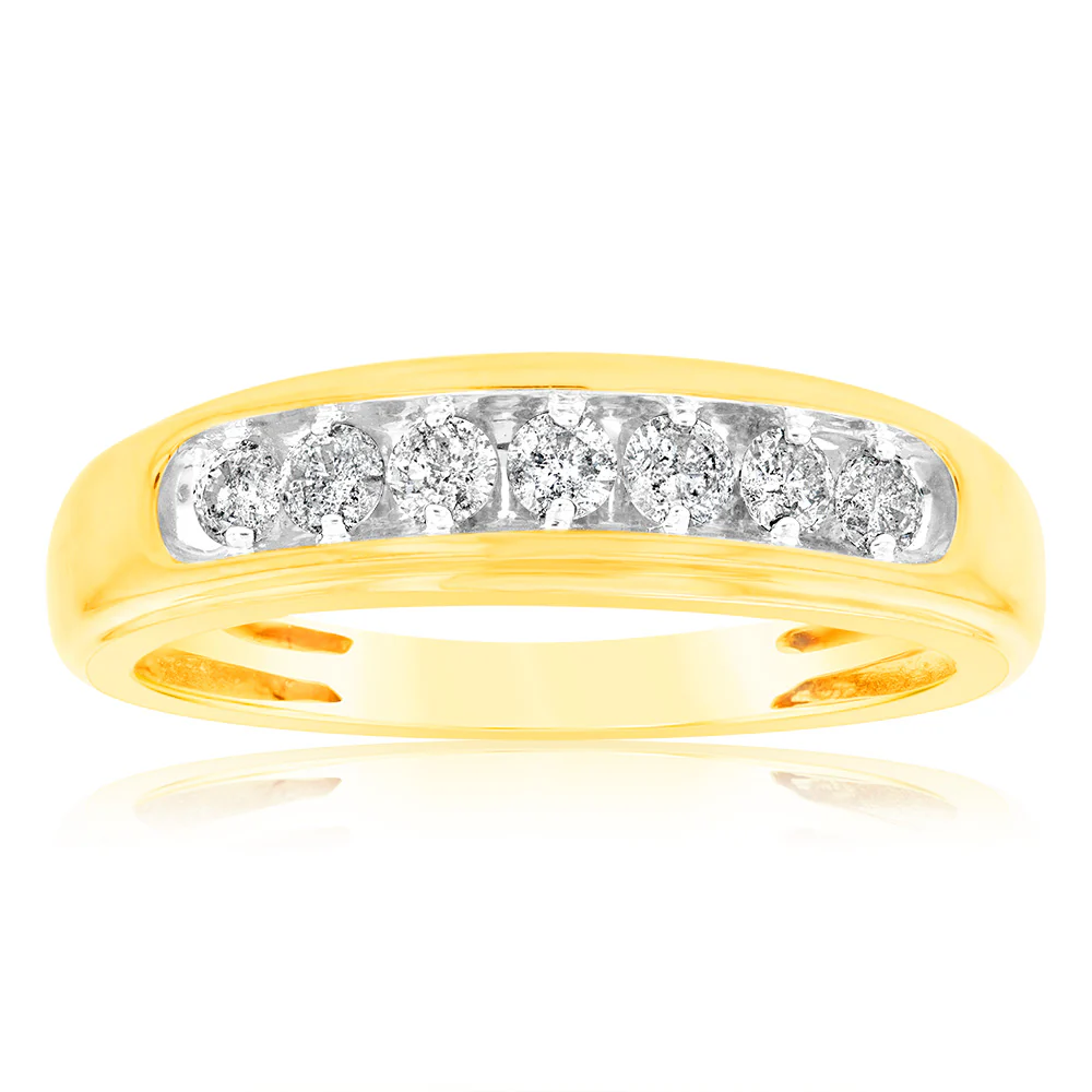 NO RESIZE 1/2 Carat Diamond Gents Ring in 10ct Yellow Gold