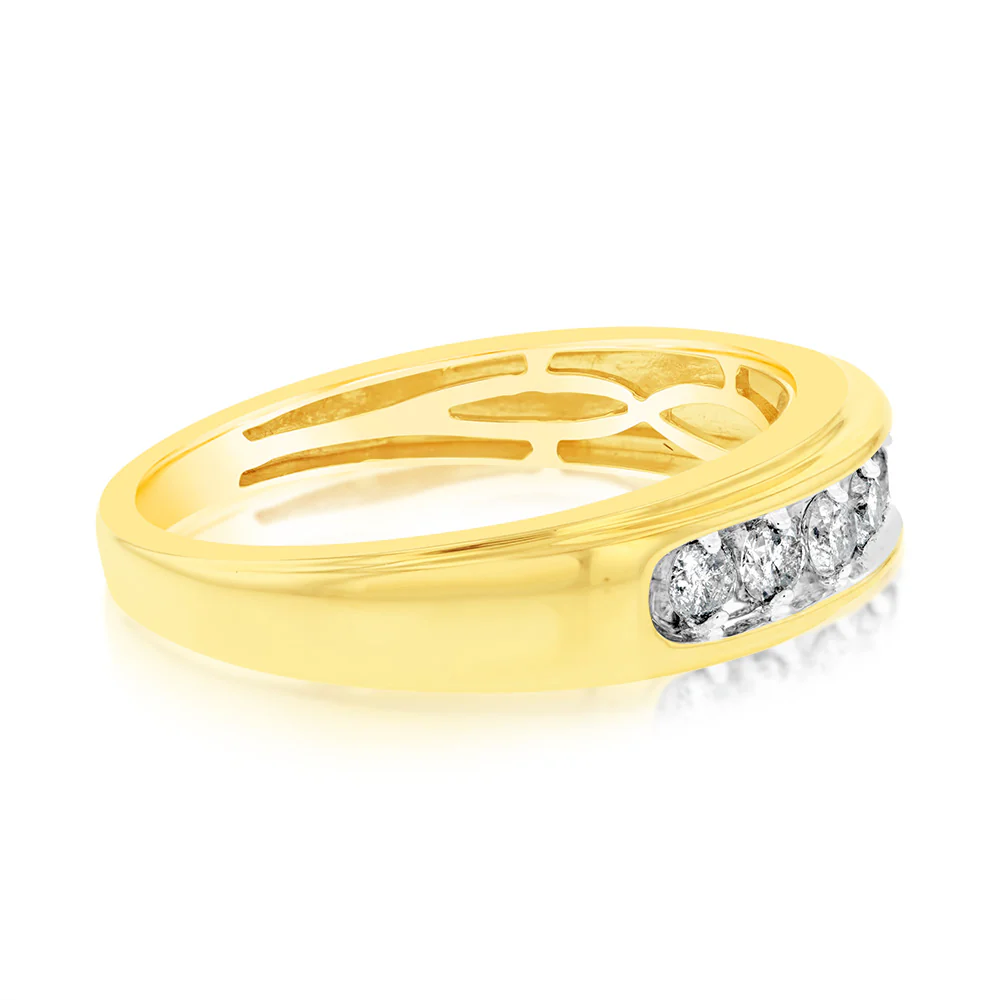 NO RESIZE 1/2 Carat Diamond Gents Ring in 10ct Yellow Gold - Image 2
