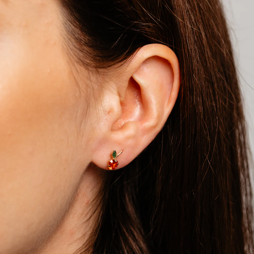 Orange Stud Earrings in 9ct Yellow Gold - Image 2
