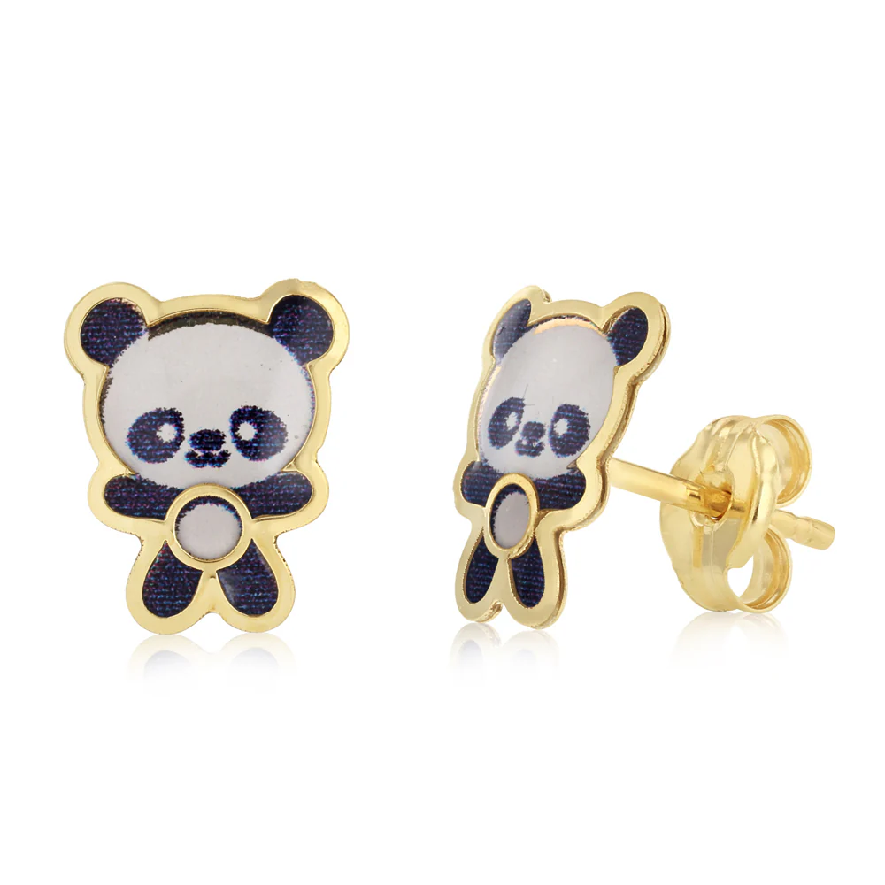 Panda Stud Earrings in 9ct Yellow Gold