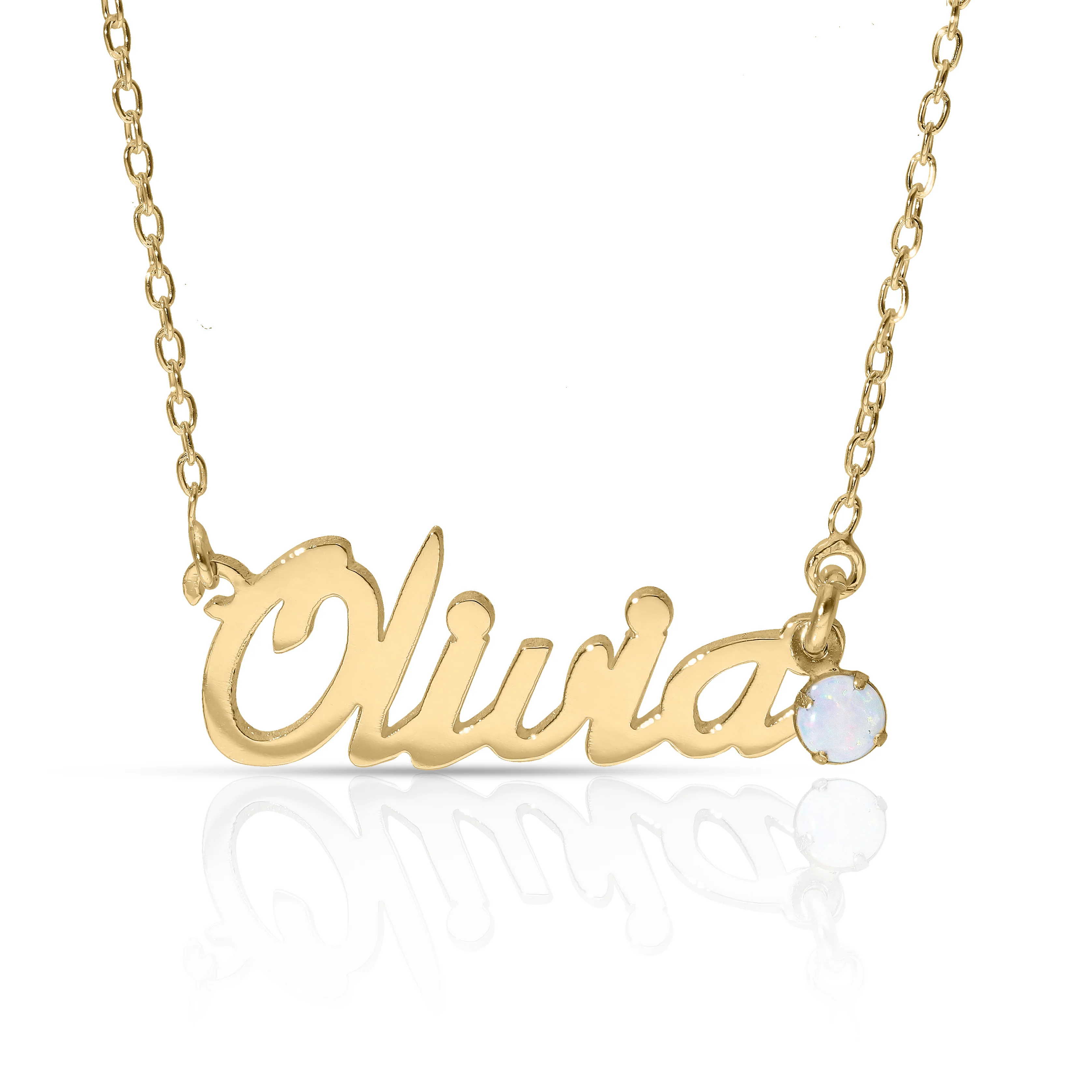 Personalised 9ct Yellow Gold Name Pendant with Birthstone on 40cm Chain - Image 10