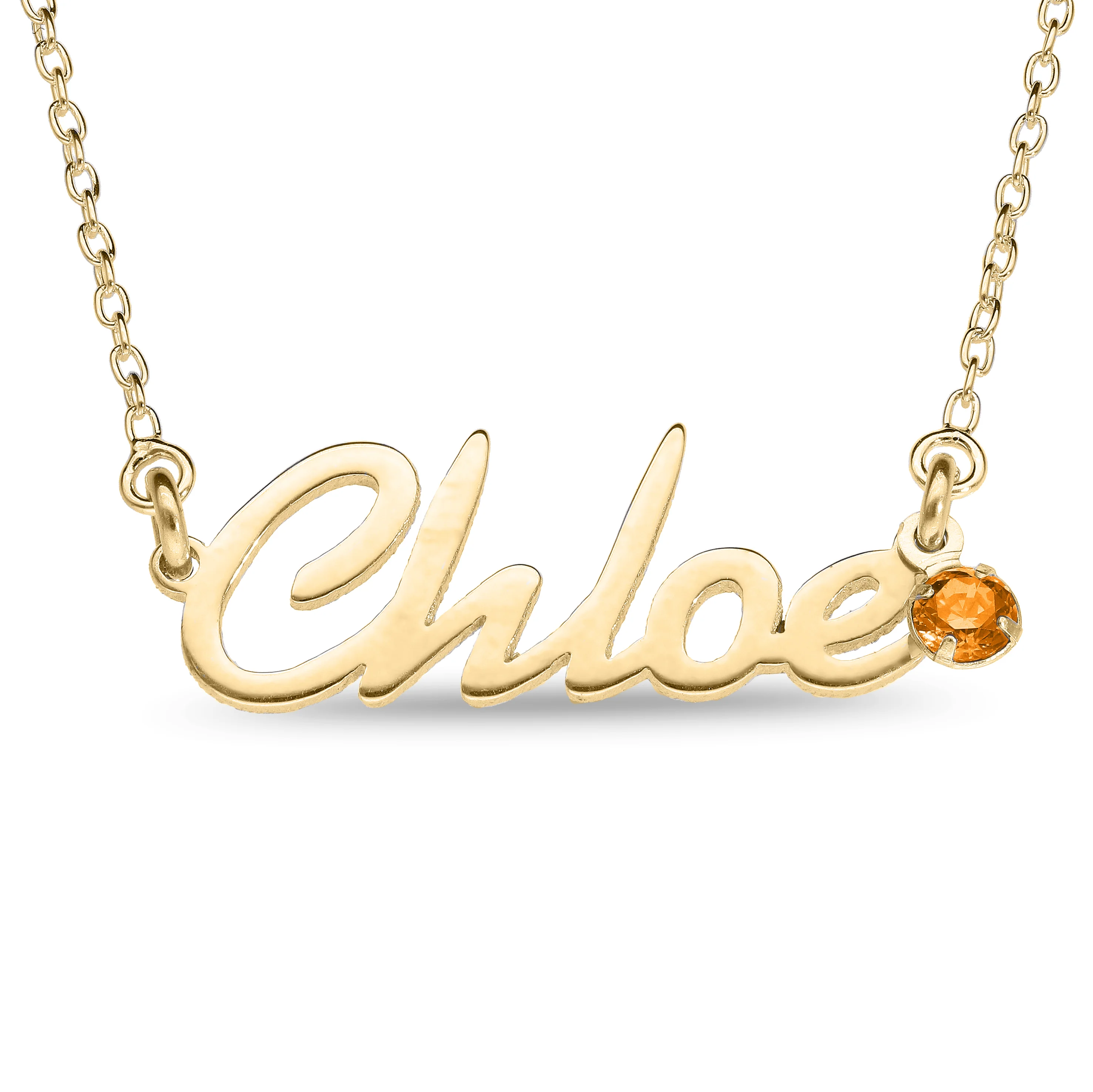 Personalised 9ct Yellow Gold Name Pendant with Birthstone on 40cm Chain - Image 11