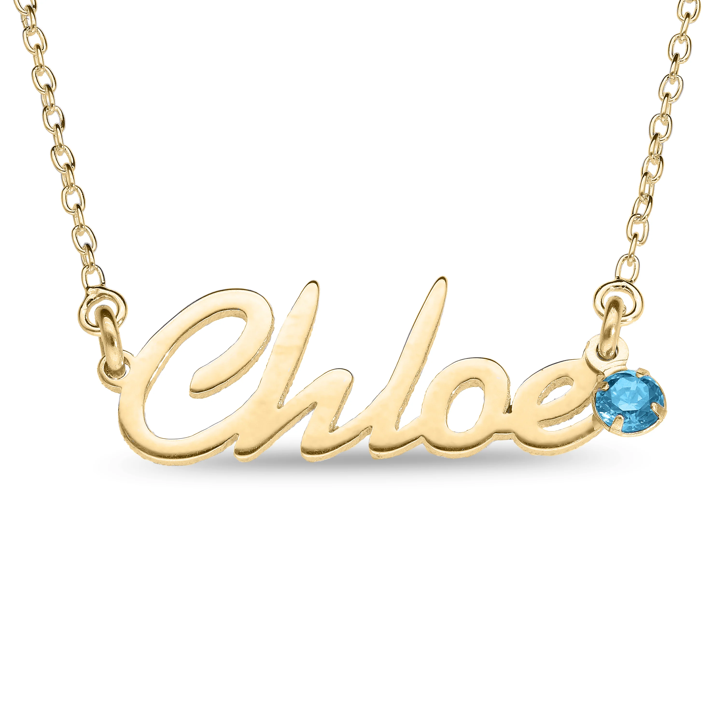 Personalised 9ct Yellow Gold Name Pendant with Birthstone on 40cm Chain - Image 12