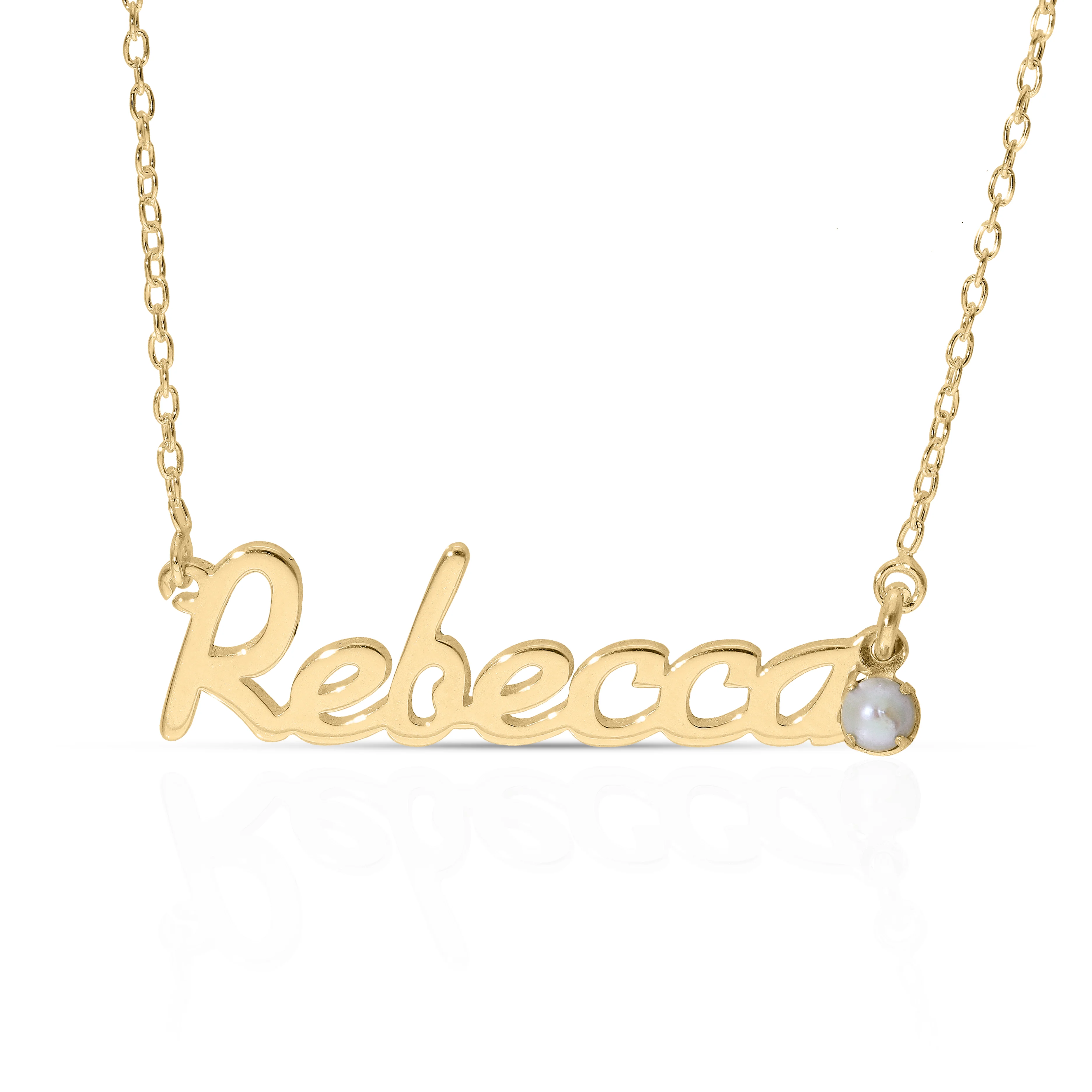 Personalised 9ct Yellow Gold Name Pendant with Birthstone on 40cm Chain - Image 6