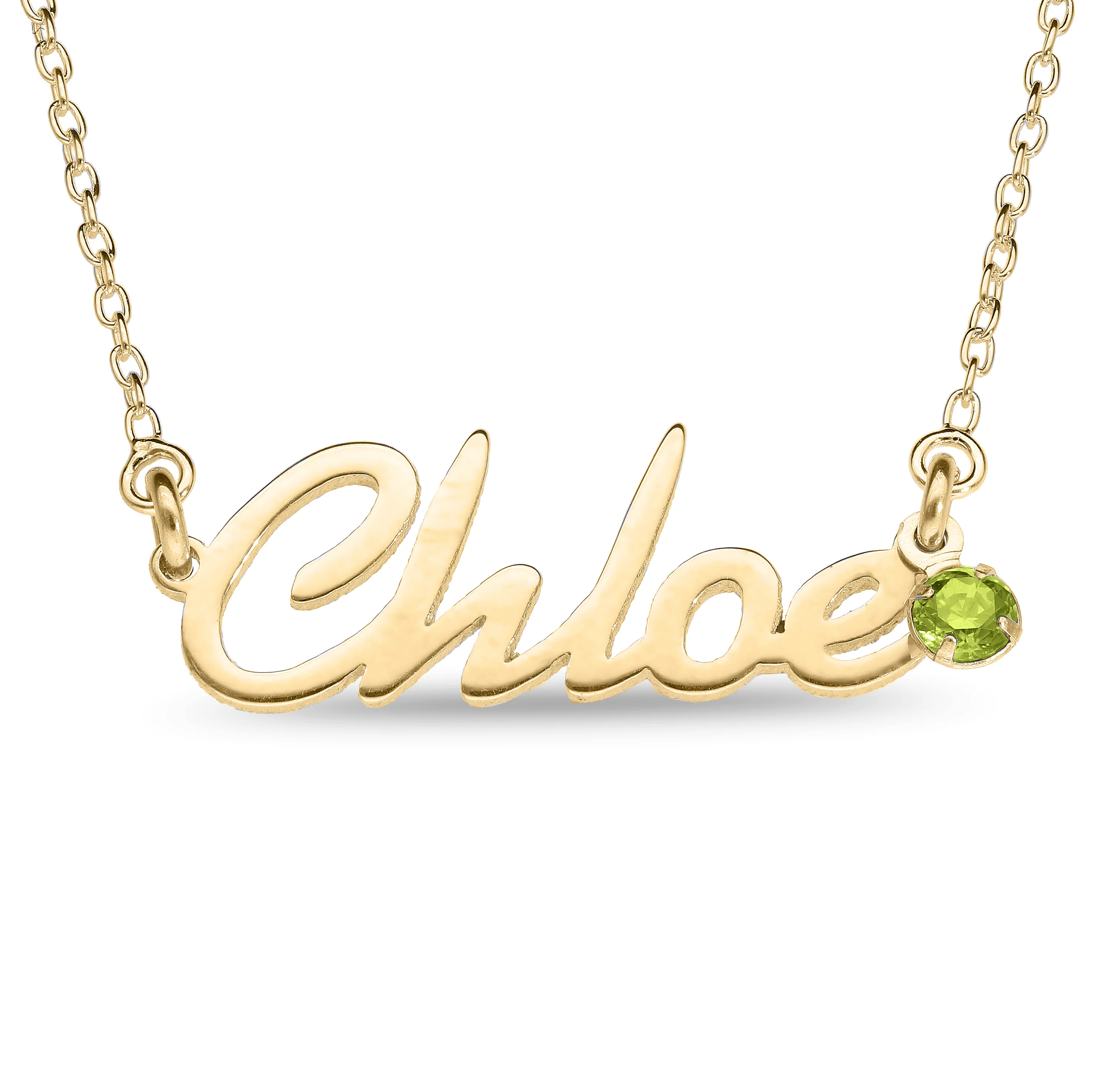 Personalised 9ct Yellow Gold Name Pendant with Birthstone on 40cm Chain - Image 8