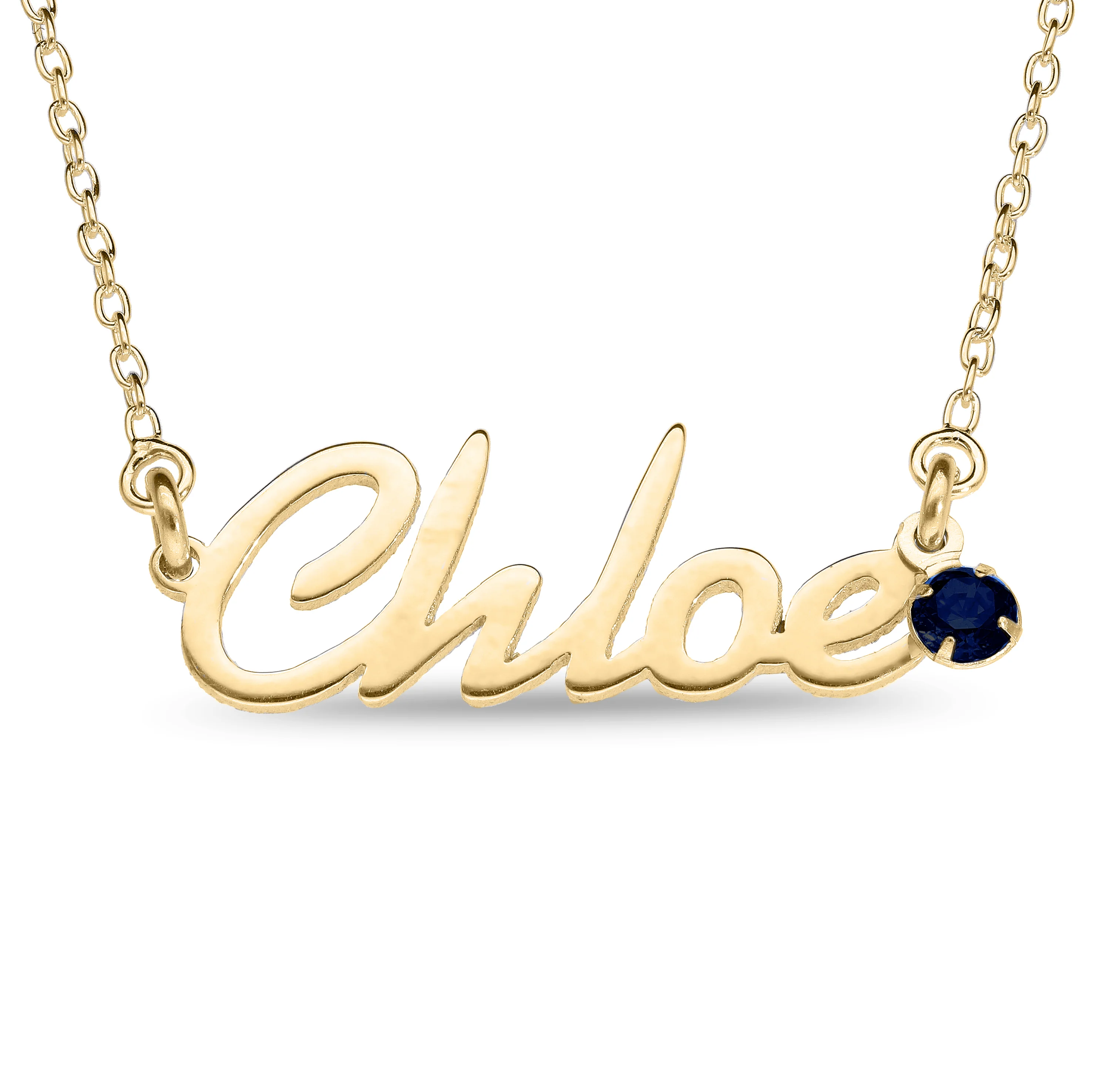 Personalised 9ct Yellow Gold Name Pendant with Birthstone on 40cm Chain - Image 9