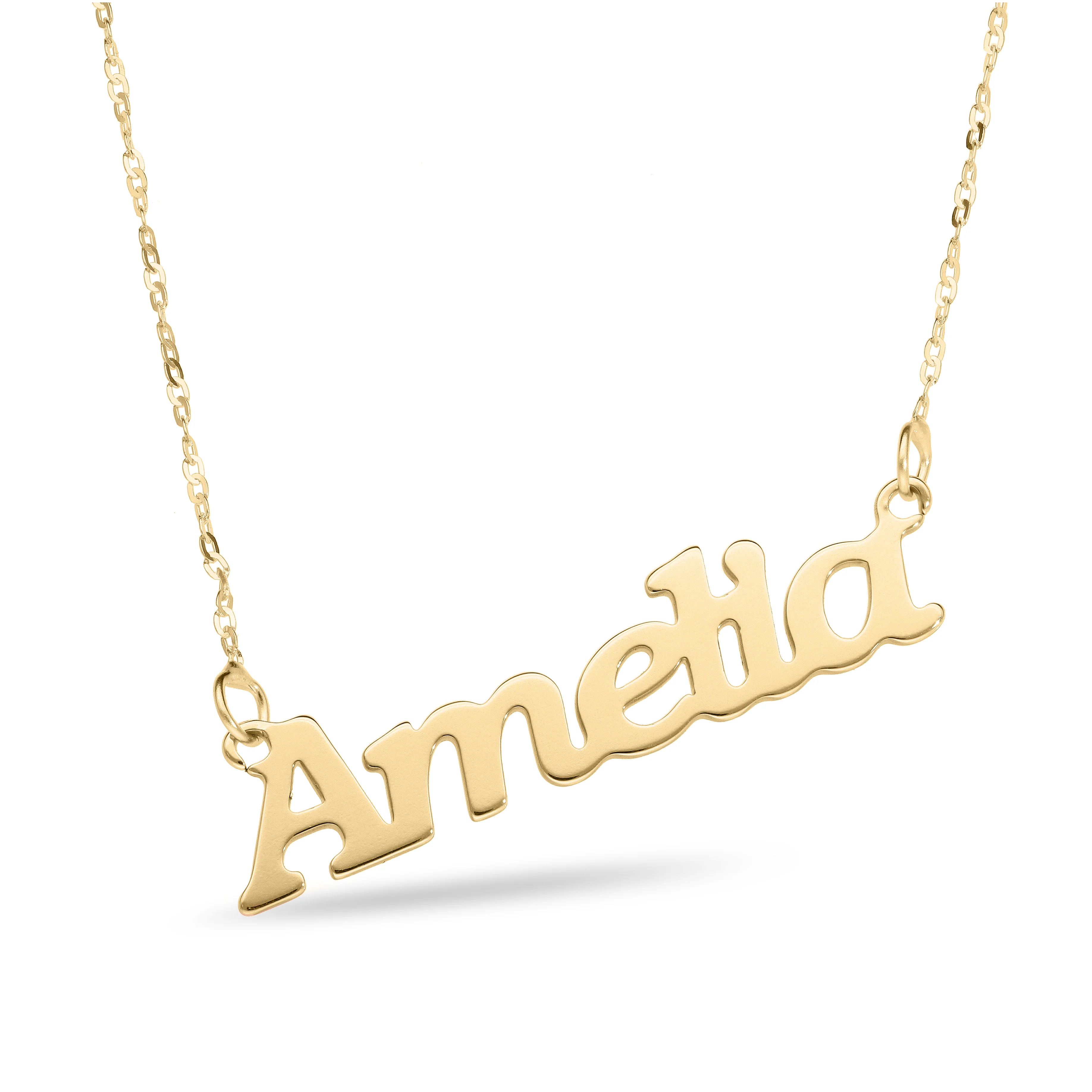Personalised 9ct Yellow Gold Signature Name Name Necklace - Block Font - Image 4