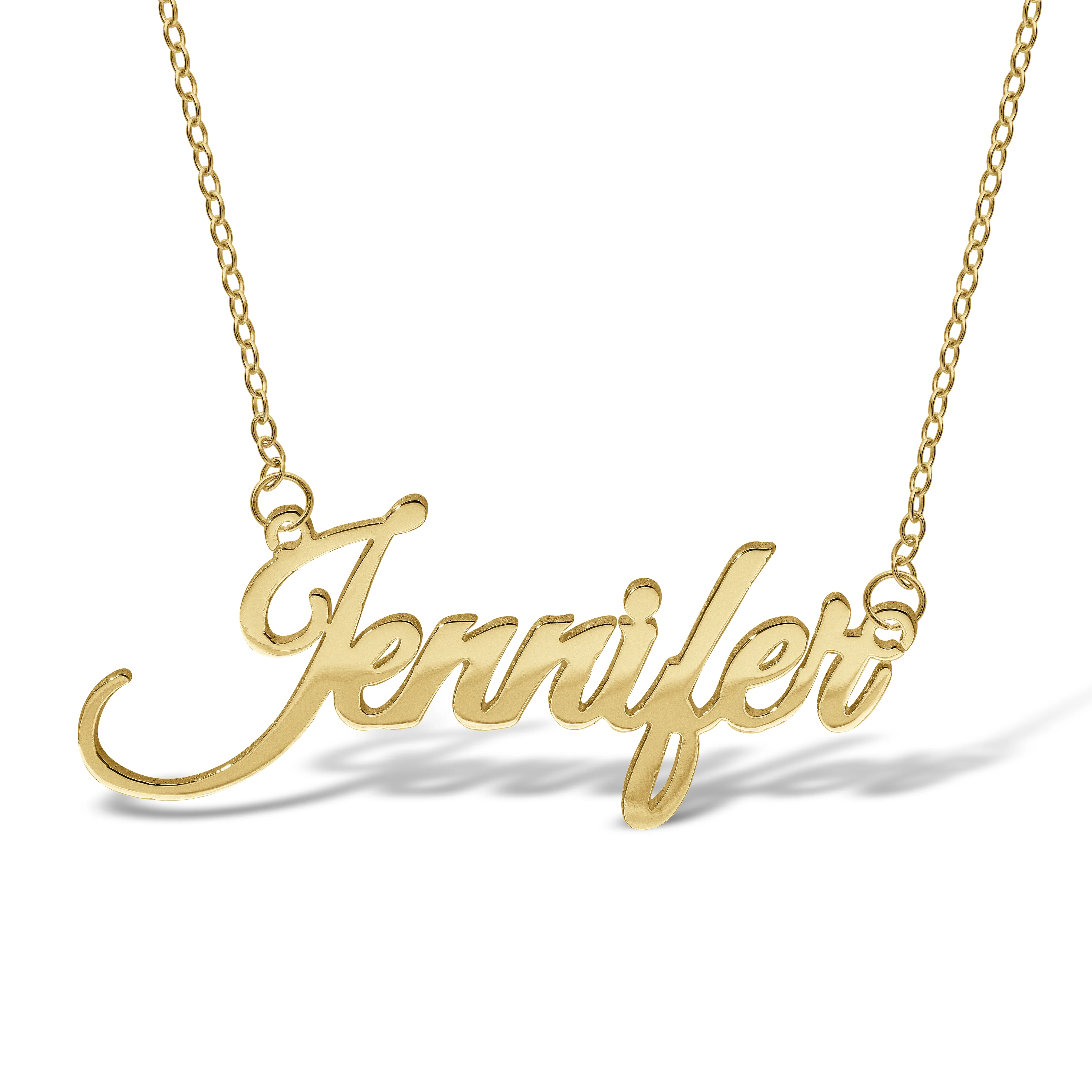 Personalised 9ct Yellow Gold Signature Name Necklace - Calligraphic