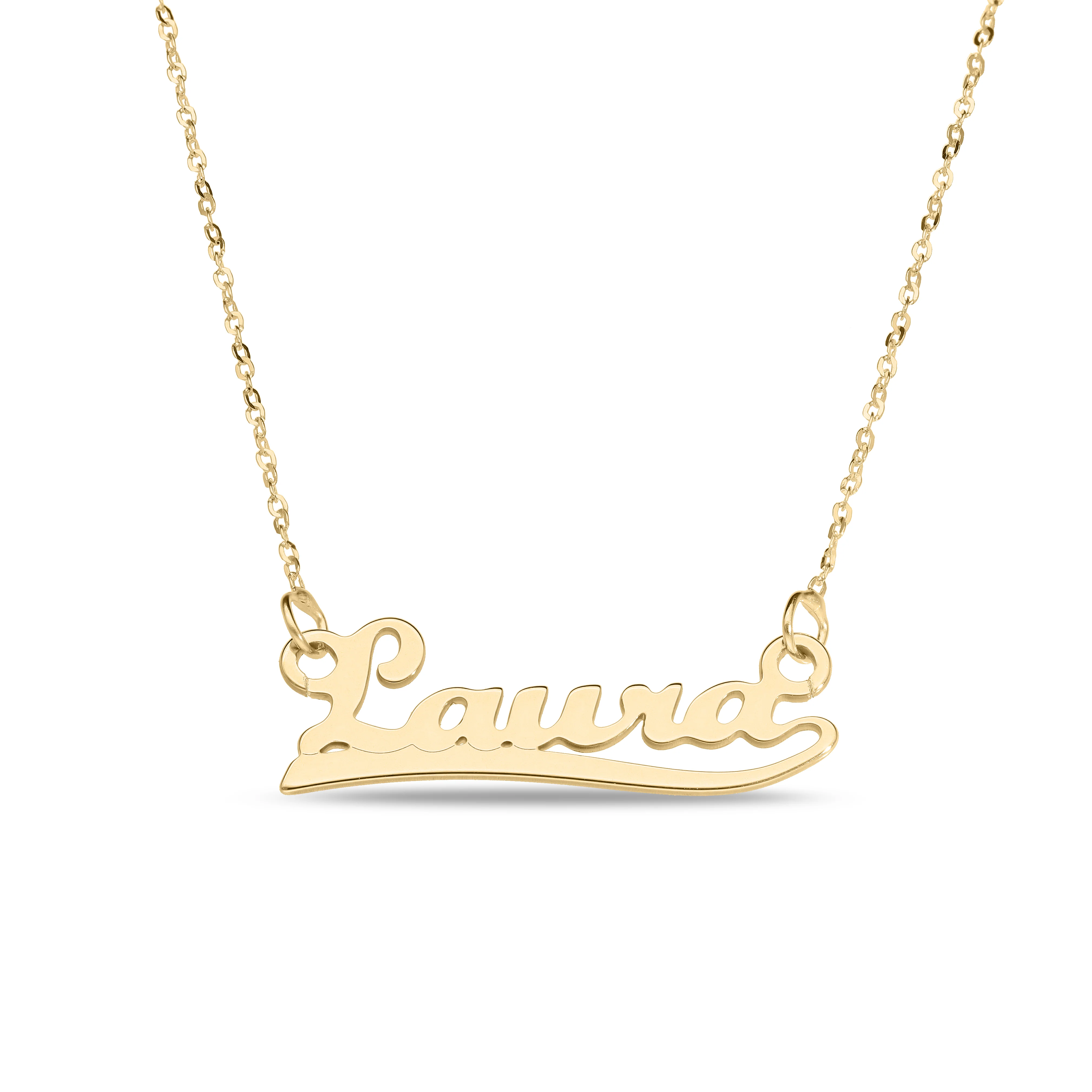 Personalised 9ct Yellow Gold Signature Name Name Necklace - Mini Understroke - Image 2