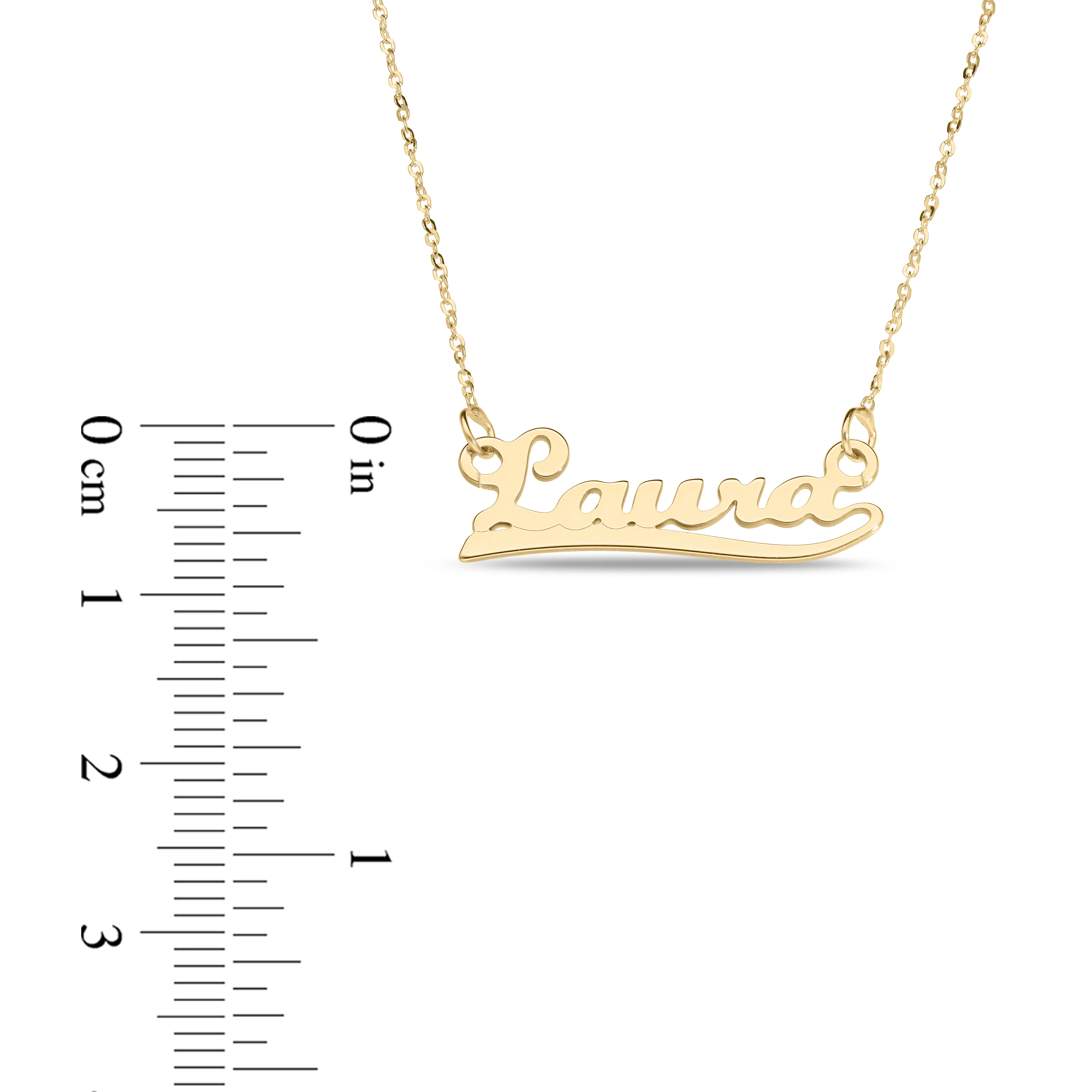 Personalised 9ct Yellow Gold Signature Name Name Necklace - Mini Understroke - Image 3