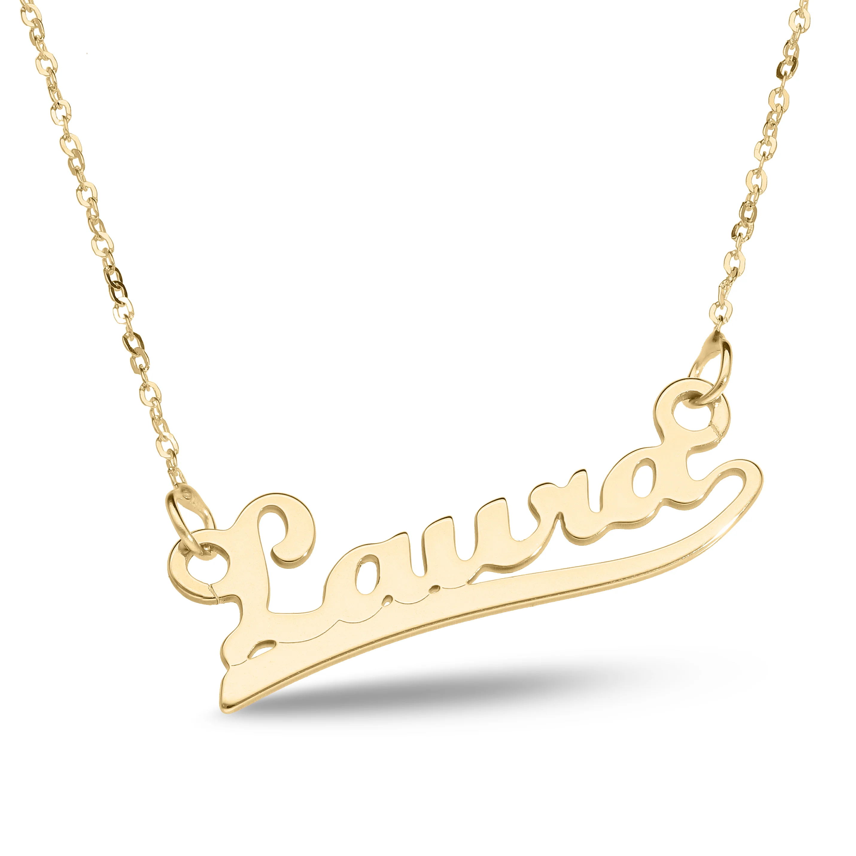 Personalised 9ct Yellow Gold Signature Name Name Necklace - Mini Understroke - Image 4