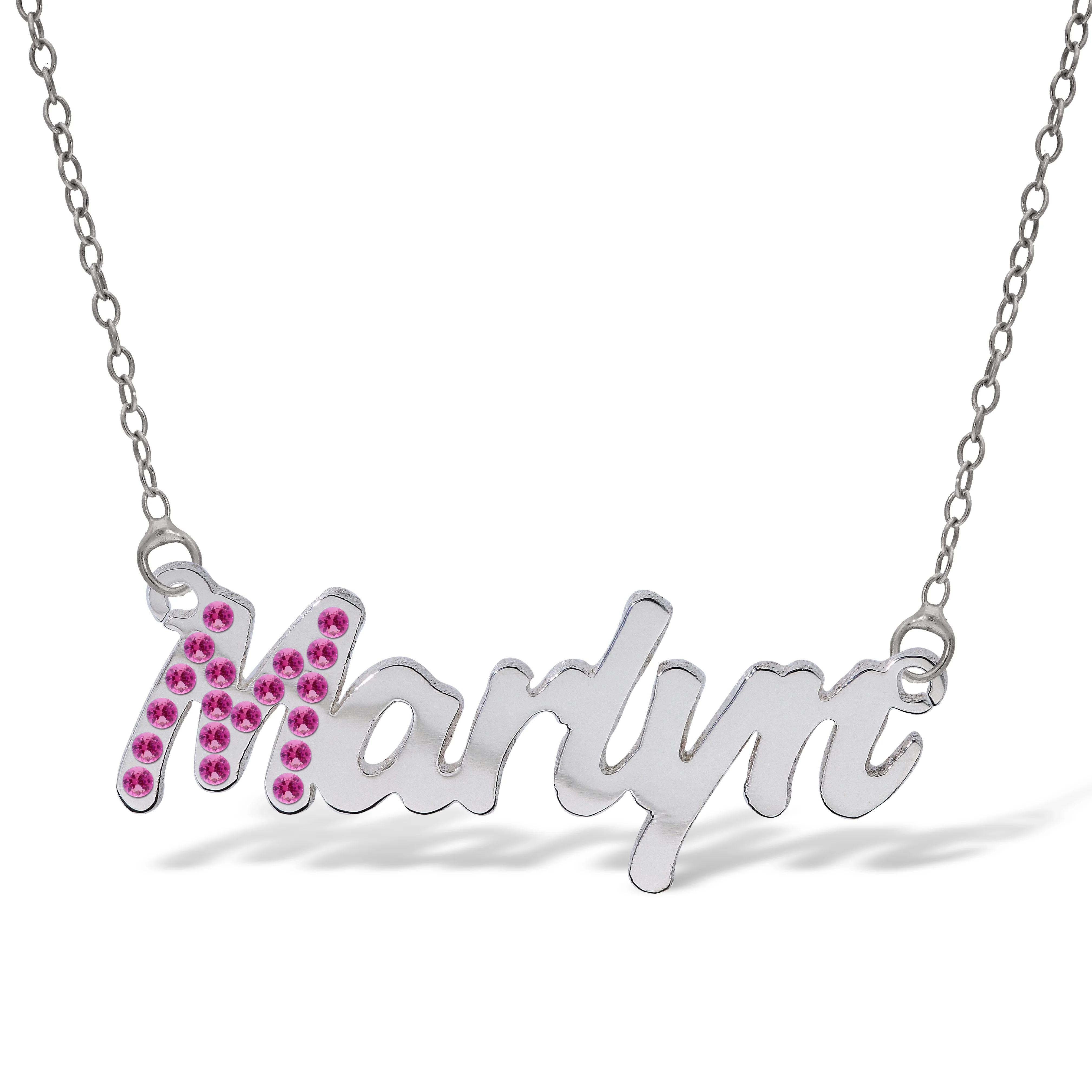Personalised Sterling Silver Name Pendant with Cubic Zirconia on 40cm Chain - Image 10