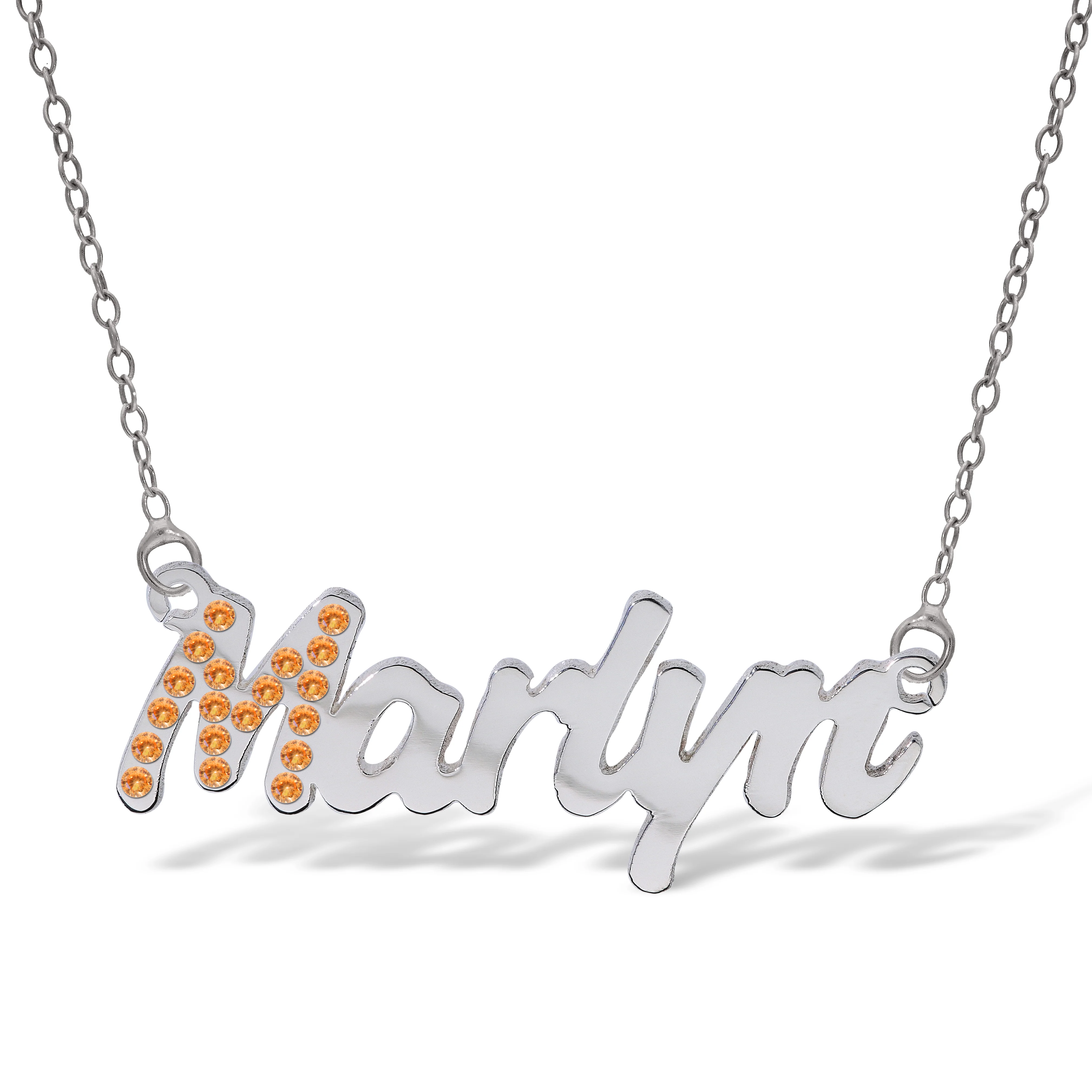 Personalised Sterling Silver Name Pendant with Cubic Zirconia on 40cm Chain - Image 11