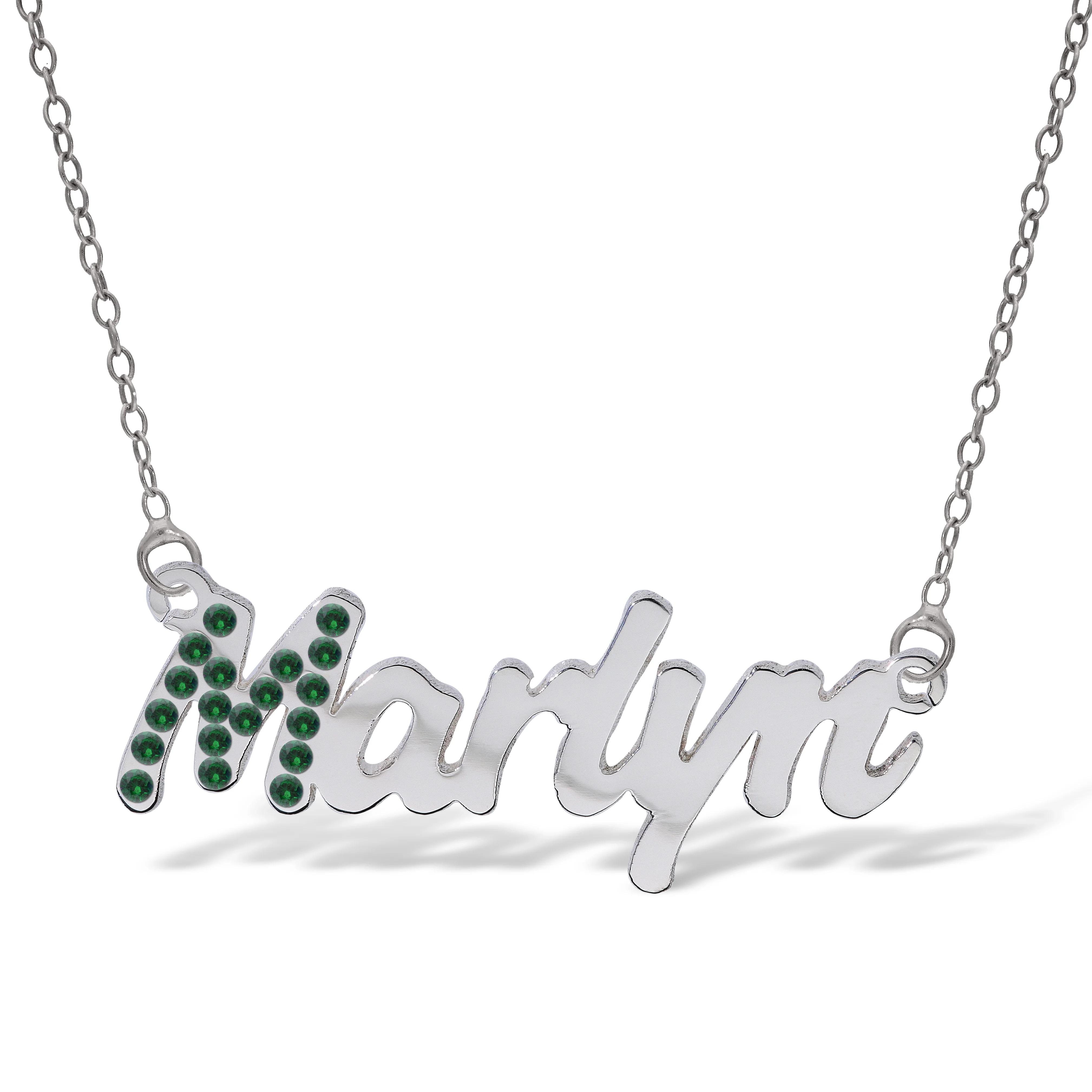 Personalised Sterling Silver Name Pendant with Cubic Zirconia on 40cm Chain - Image 5