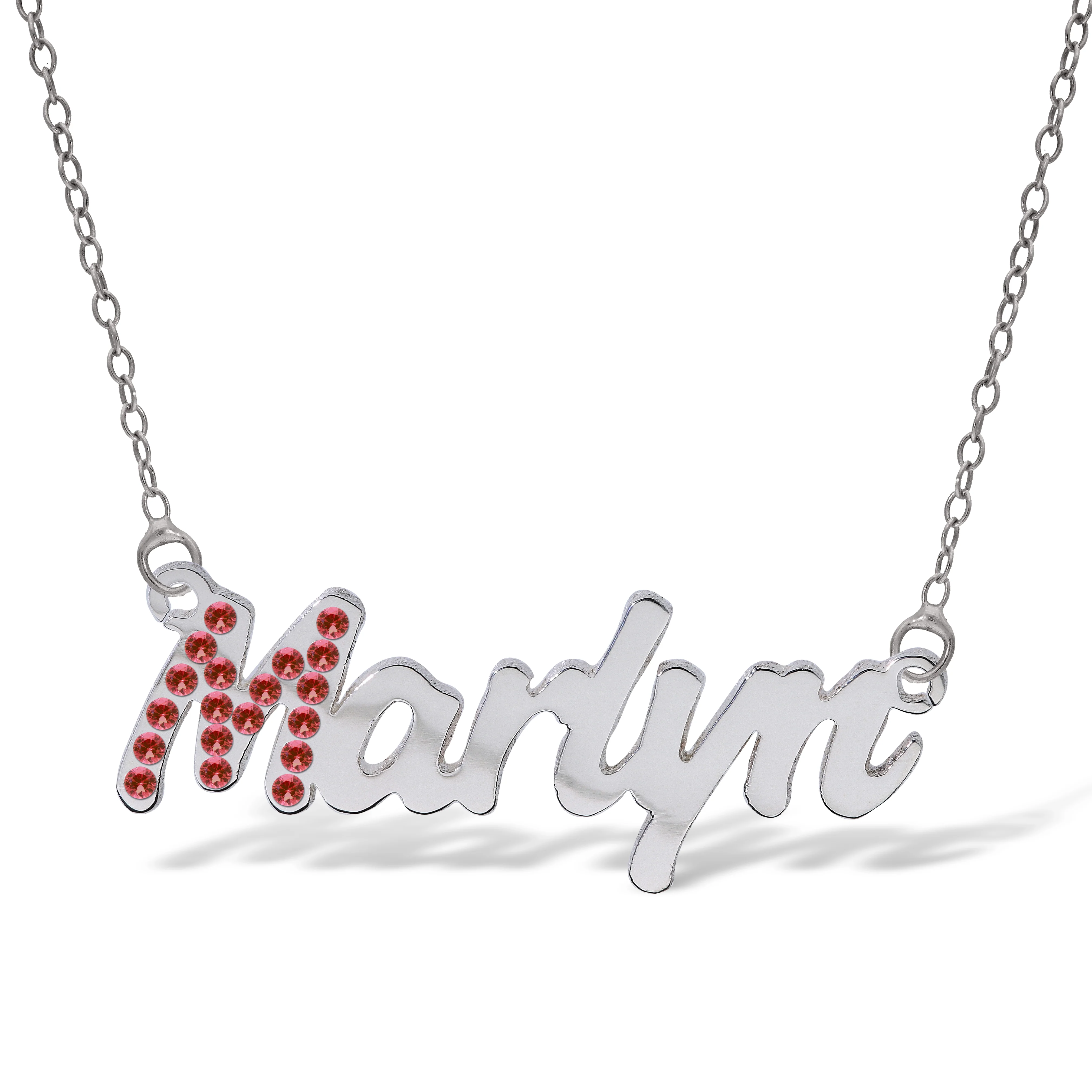 Personalised Sterling Silver Name Pendant with Cubic Zirconia on 40cm Chain - Image 7