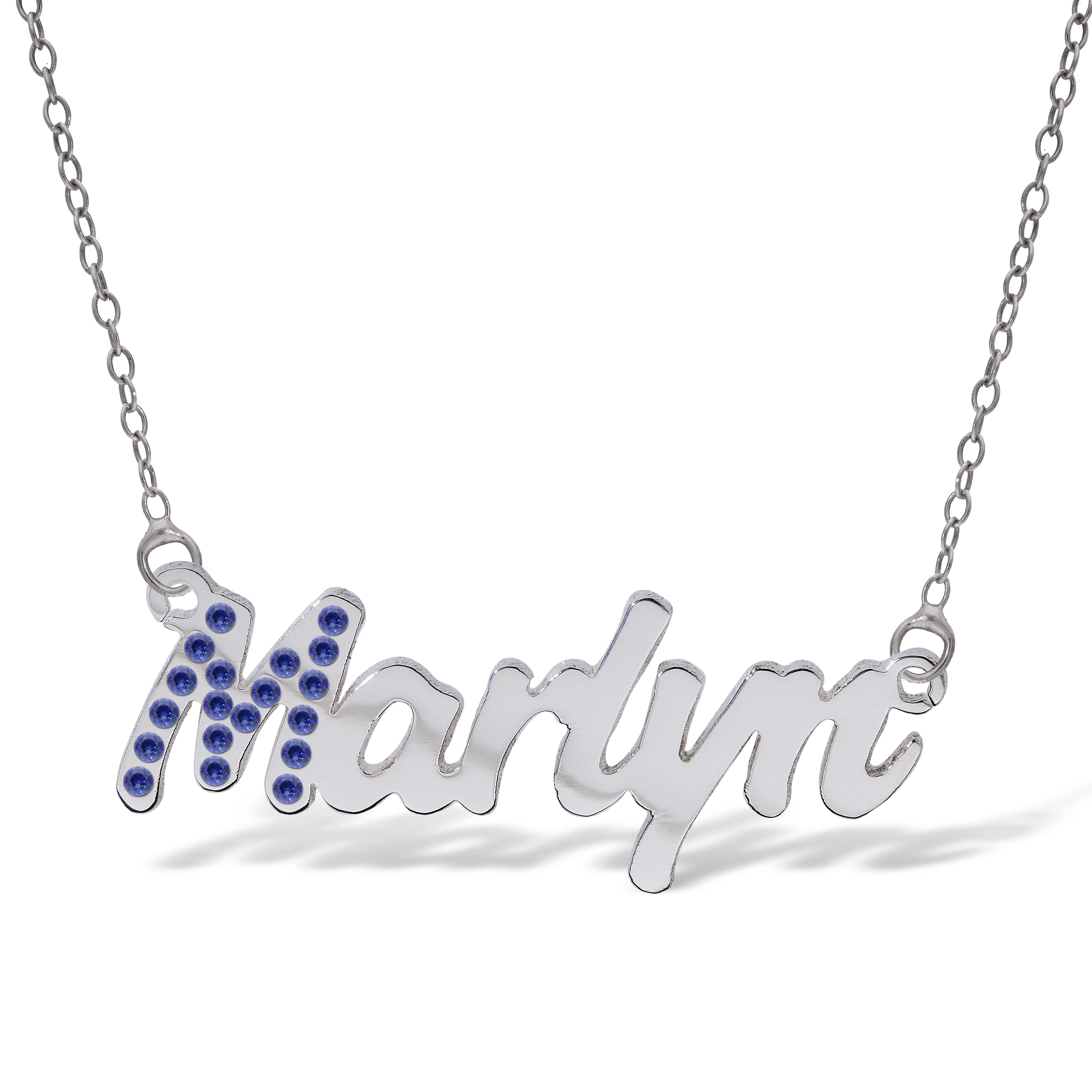 Personalised Sterling Silver Name Pendant with Cubic Zirconia on 40cm Chain - Image 9