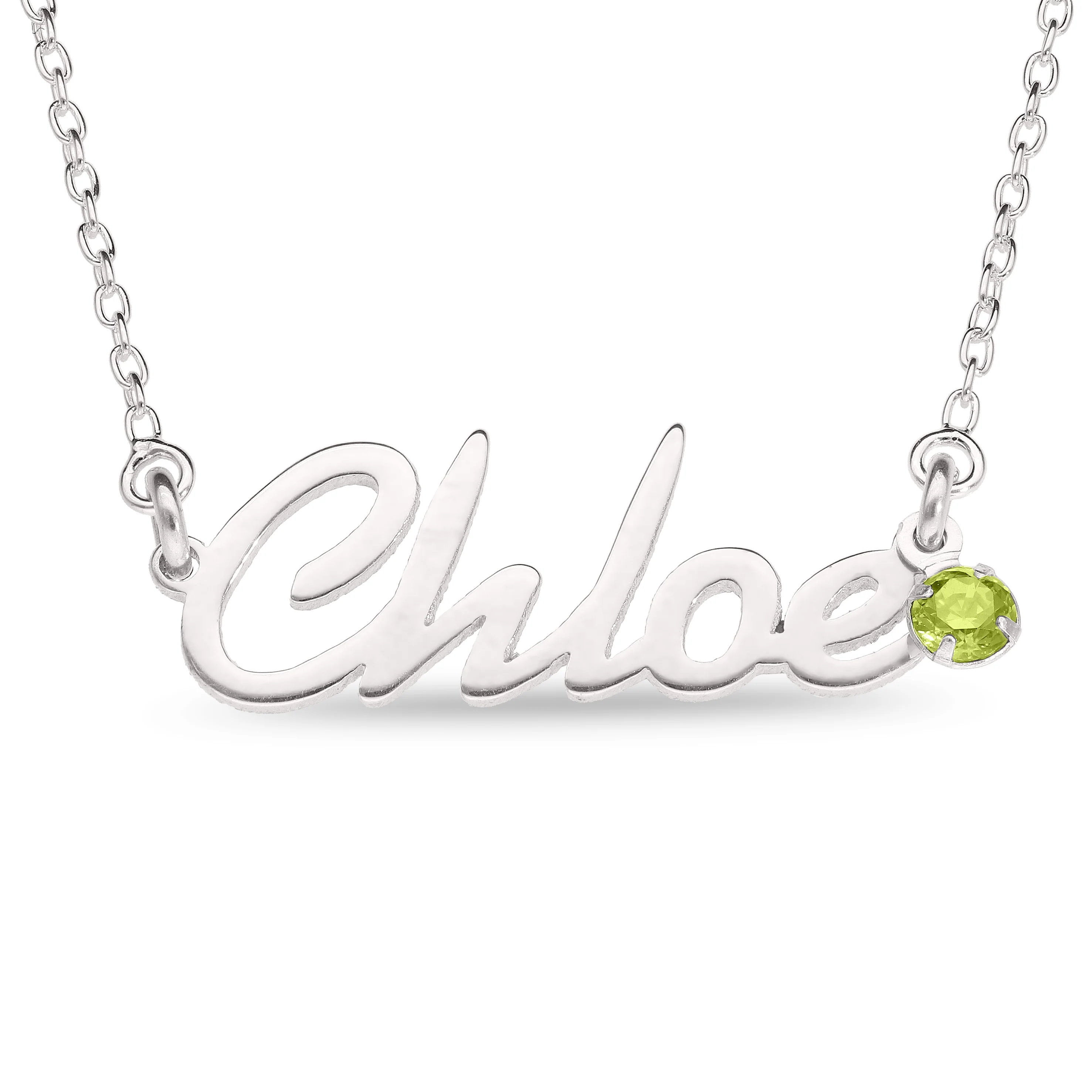 Personalised Sterling Silver Name Pendant with Birthstone on 40cm Chain - Image 8