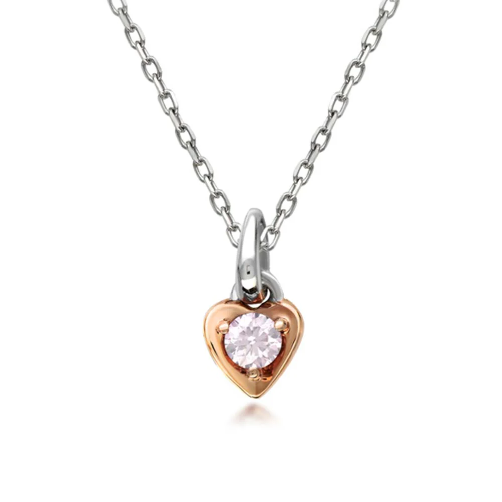 Pink Kimberley Diamond 18ct Rose and White Gold Pink Diamond Heart Pendant