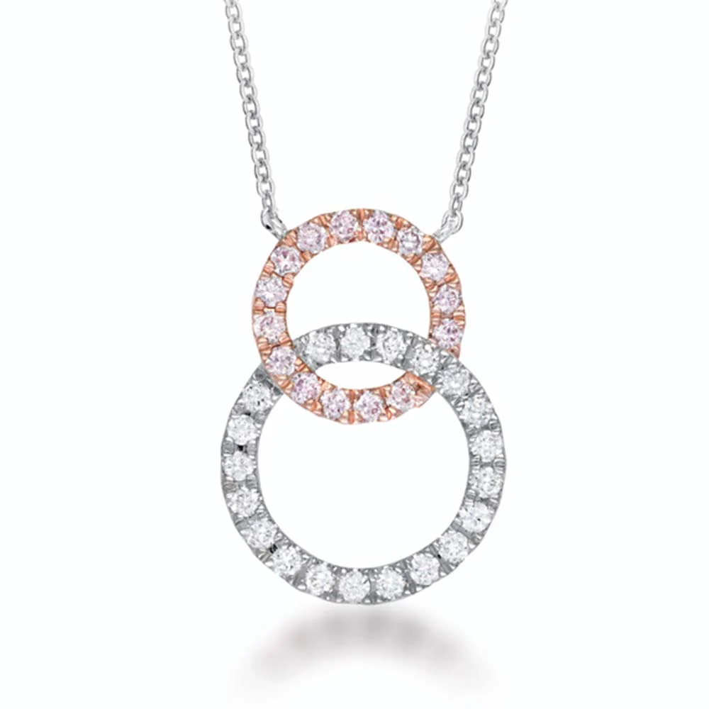 Pink Kimberley Diamond 18ct White & Rose Gold 1/4 Carat Diamond Pendant with Chain