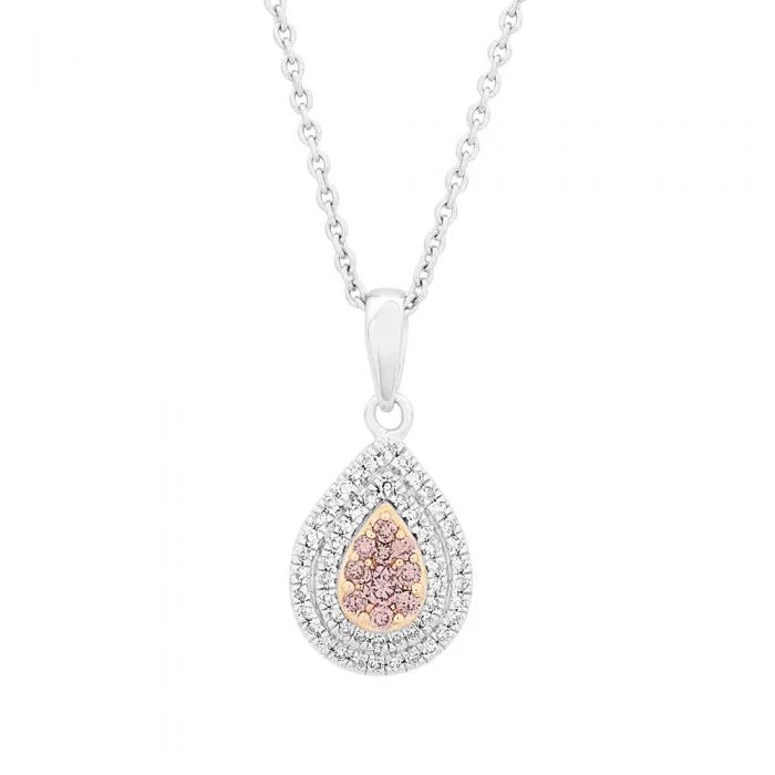 Pink & White Diamond Pear Pendant