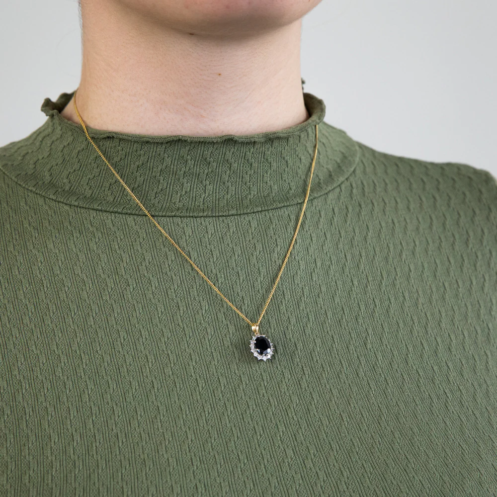 Princess Kate' 9ct 2.30 Carat Natural Sapphire & 1/2 Carat Diamond Pendant - Image 2