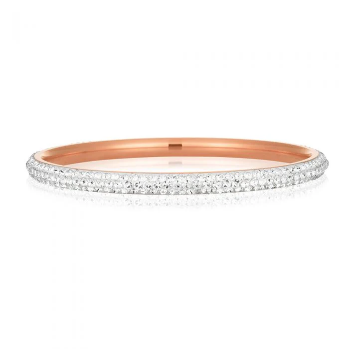 Rose Gold Plated Stainless Steel Crystal Bangle 65mm - Image 3