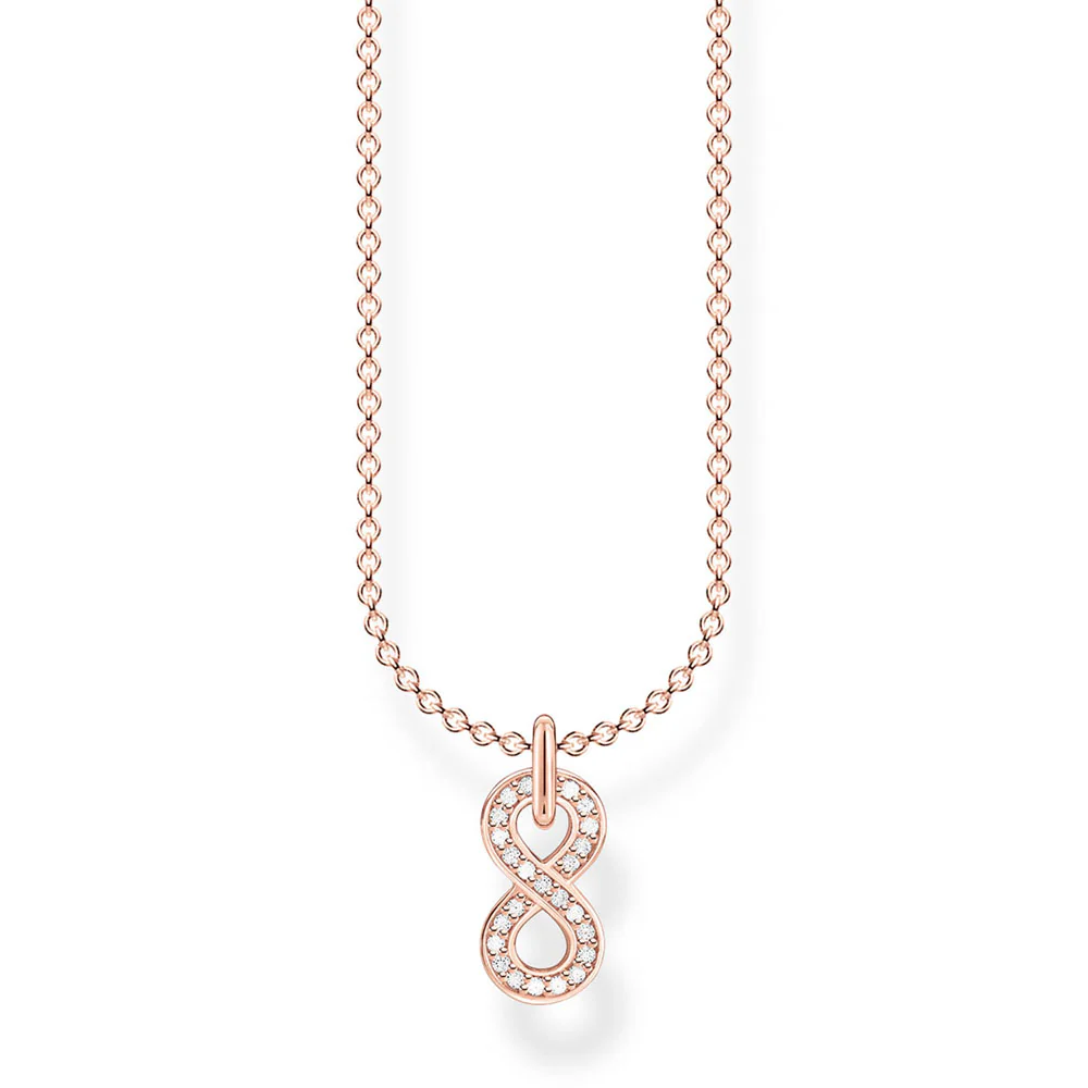 Rose Plated Sterling Silver Thomas Sabo Charm Club Ininfity Necklace 38-45cm