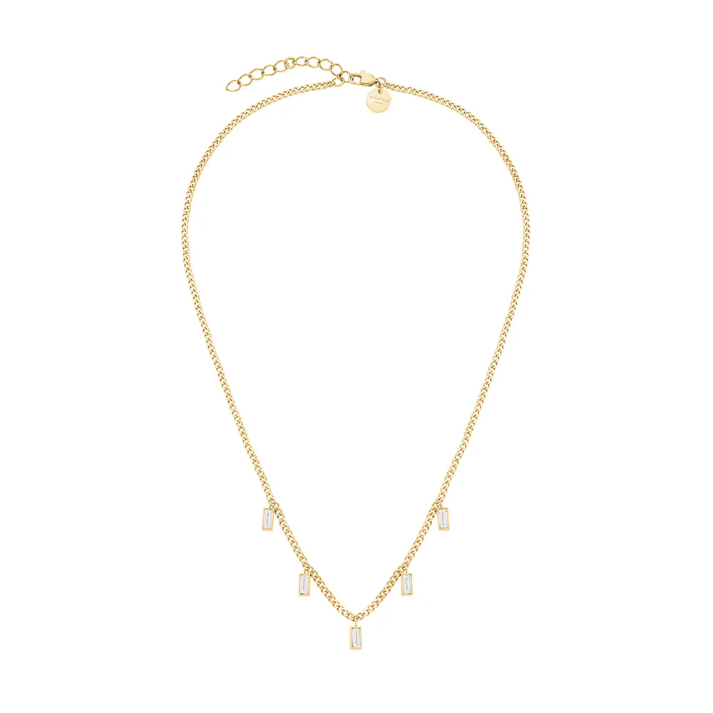 Rosefield Gold Playful Crystals Baguette Dangling Necklace