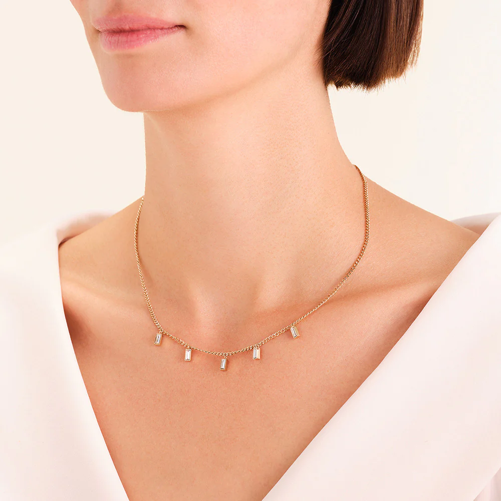 Rosefield Gold Playful Crystals Baguette Dangling Necklace - Image 6