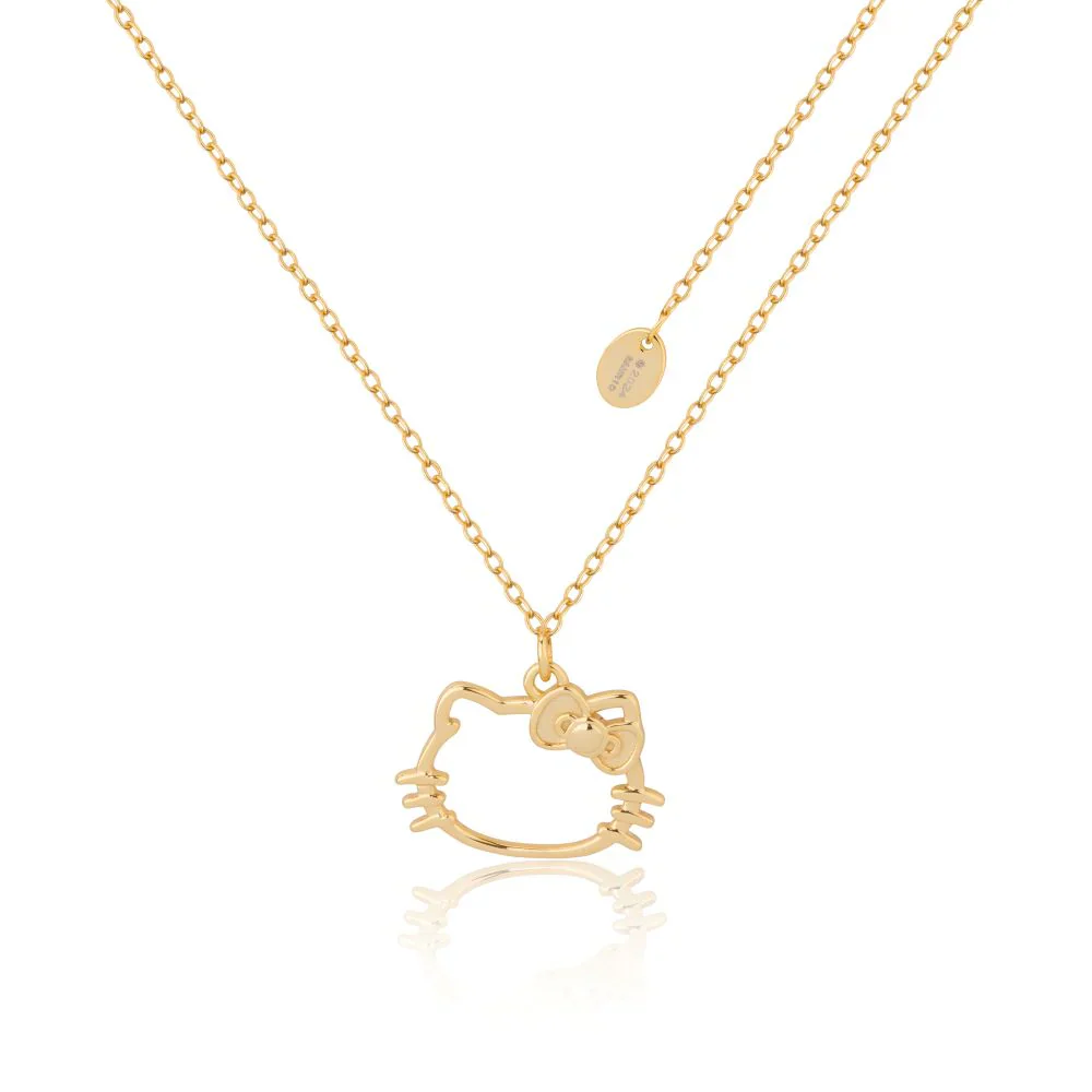 Sanrio Hello Kitty Outline Yellow Gold Plated Sterling Silver Necklace