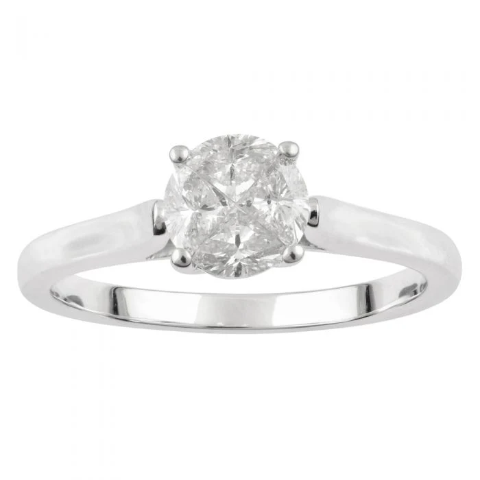 SEAMLESS LOVE 9ct White Gold 4 Trilliant Cut Ring with 1/2 Carat of Diamonds
