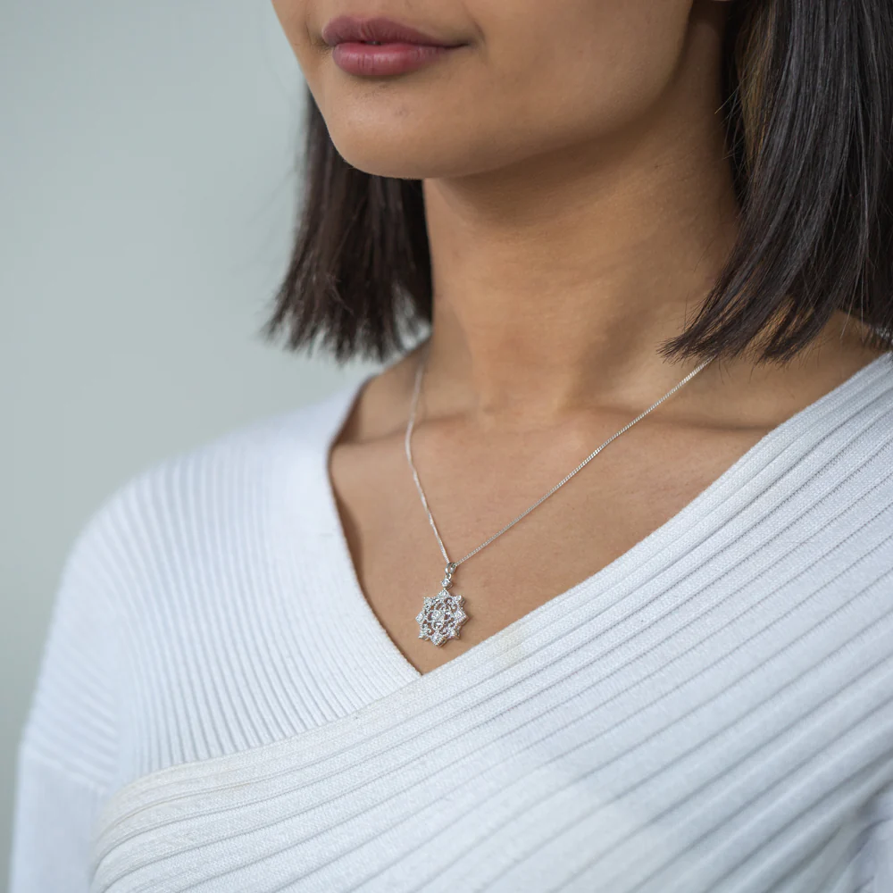 Silver 0.10 Carat Diamond Pendant - Image 2