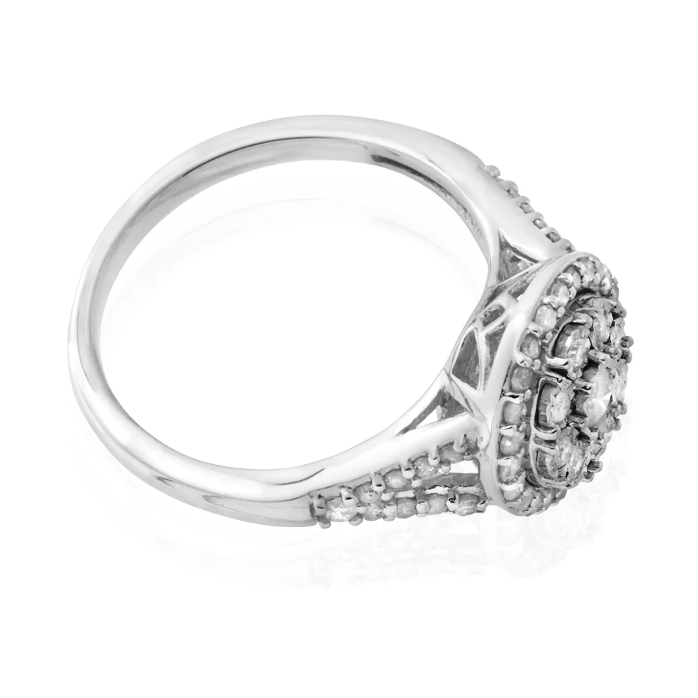 Silver 1/2 Carat Cluster Dress Ring with 50 Brilliant Diamonds - Image 2