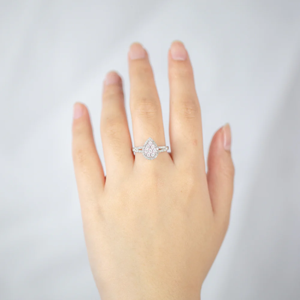 Silver 1/2 Carat Cluster Dress Ring with 55 Brilliant Diamonds - Image 5