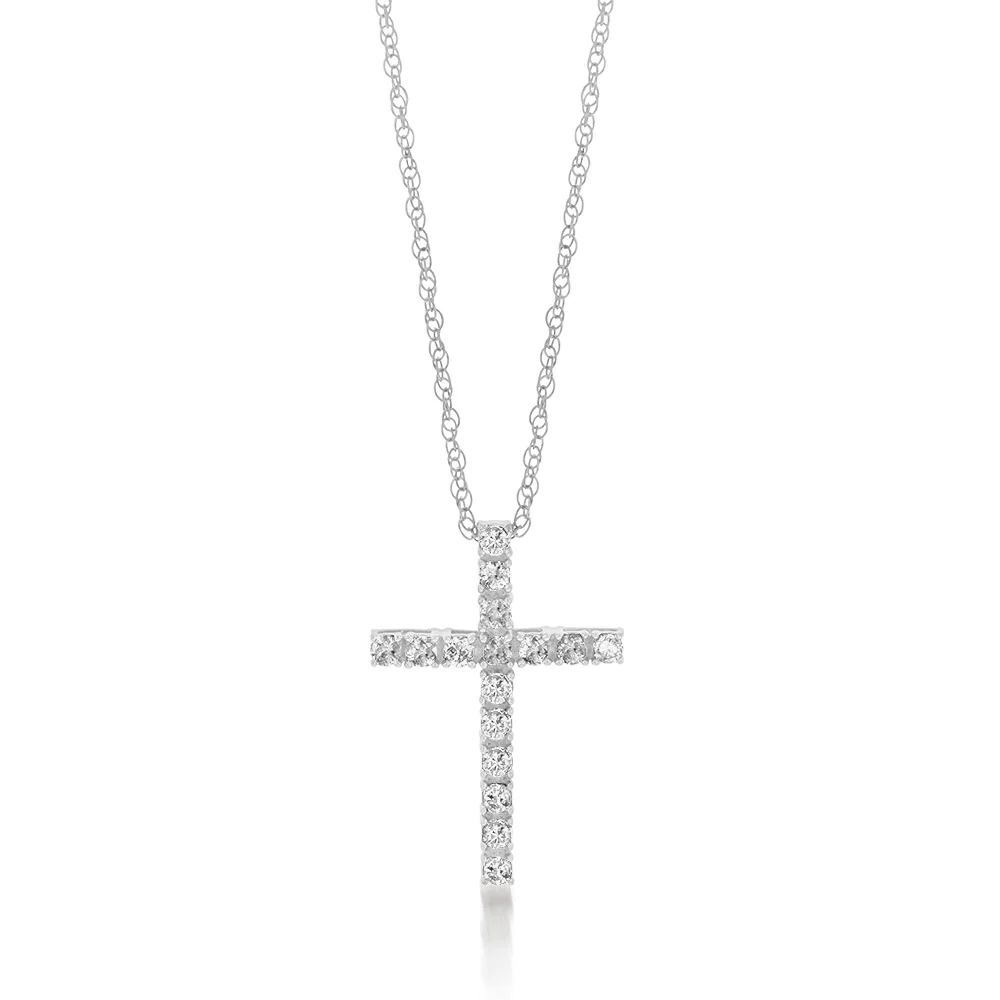Silver 1/2 Carat Diamond Cross Pendant on 46cm Chain