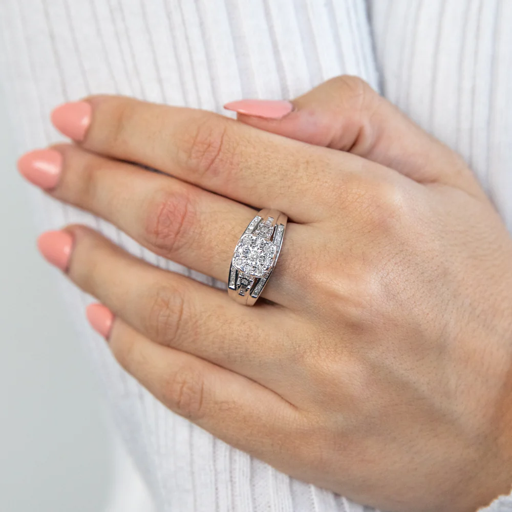 Silver 1/2 Carat Diamond Dress Ring with 49 Diamonds - Image 2