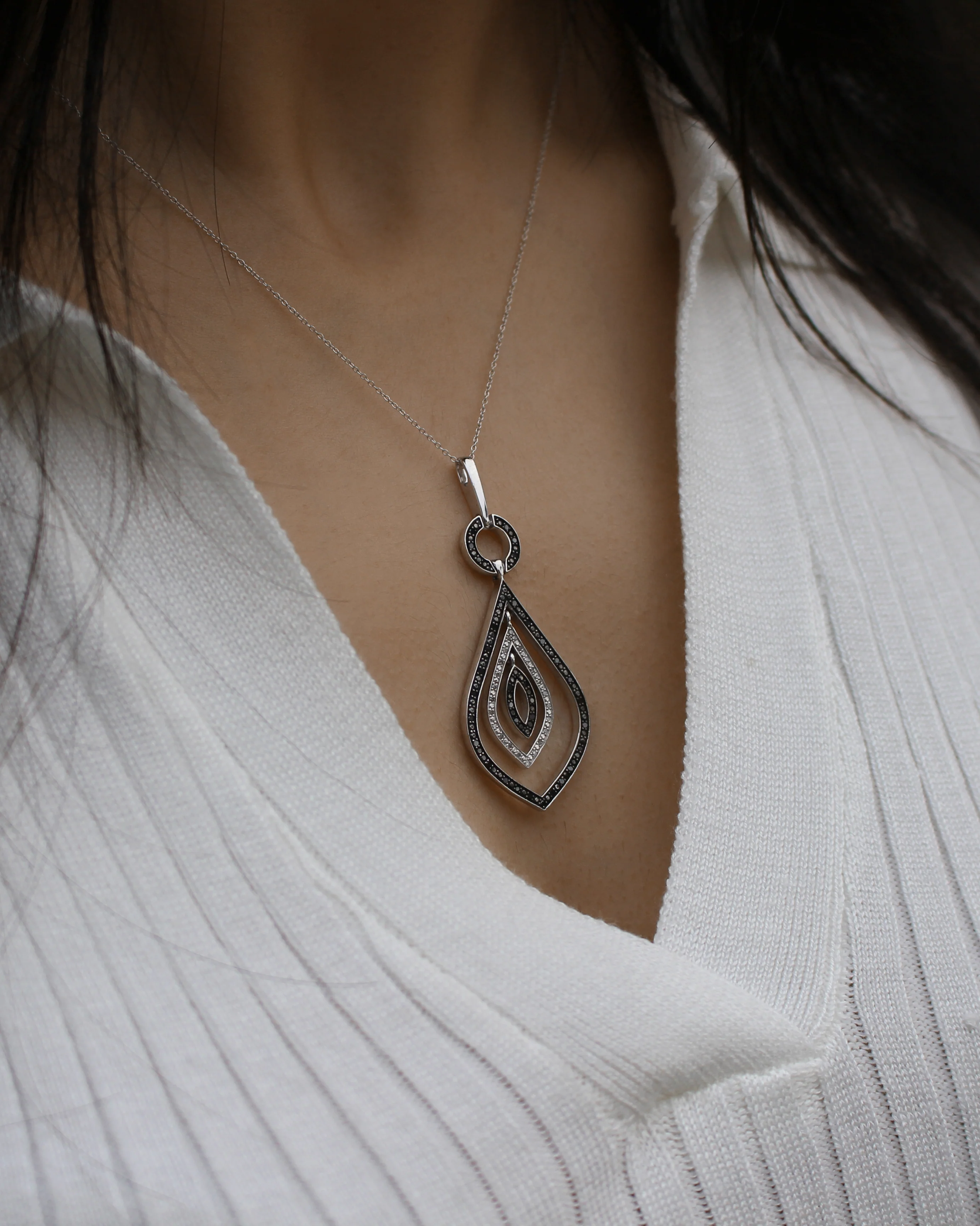Silver 1/4 Carat Black Diamond Pendant - Image 2