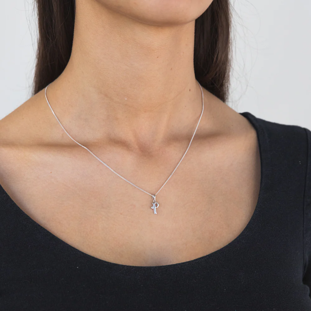 Silver Pendant Initial P set with Diamond - Image 2